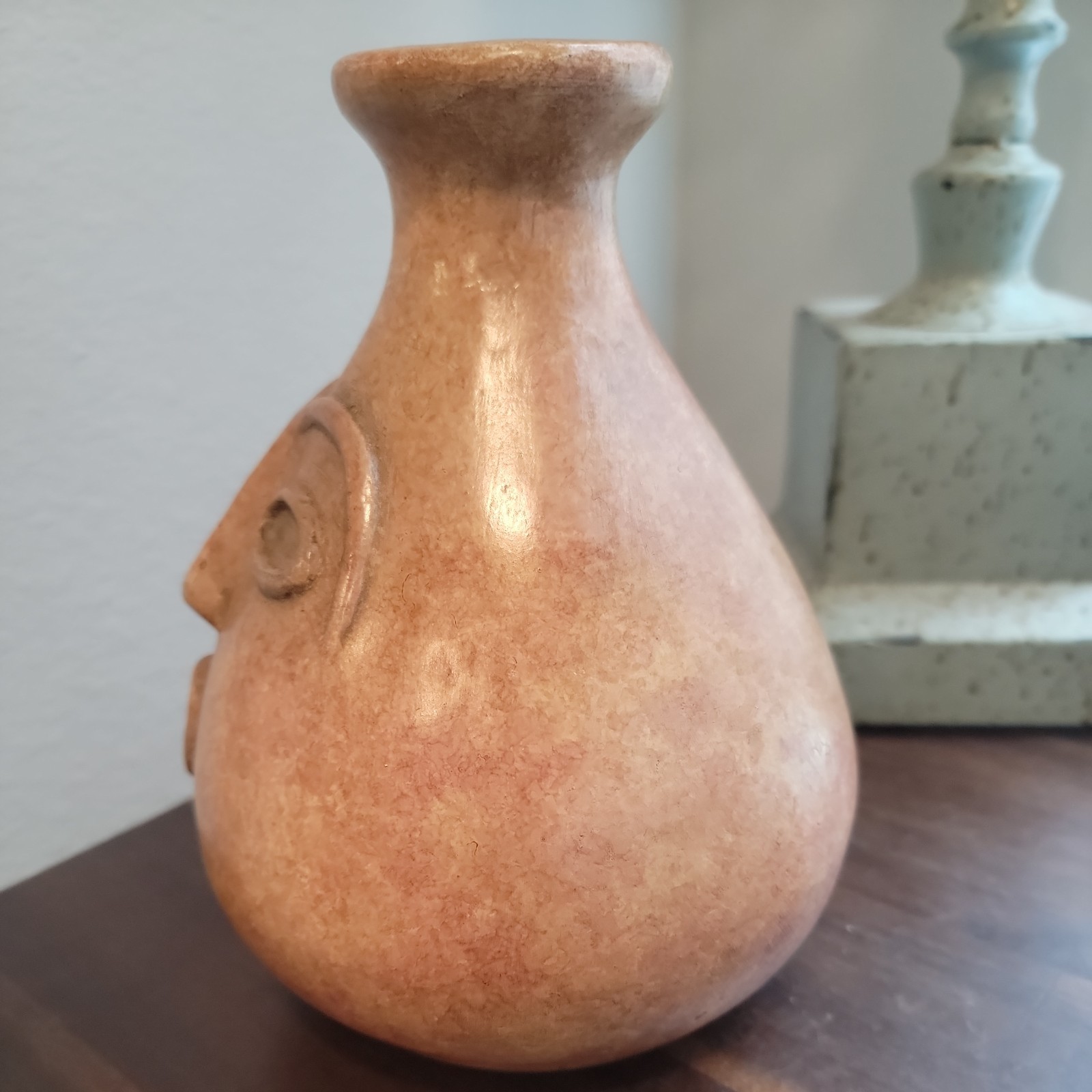 Vintage Mid-Century Open Mouth Face Vase Whimsical Folk Art 7.75″ Tall UNIQUE