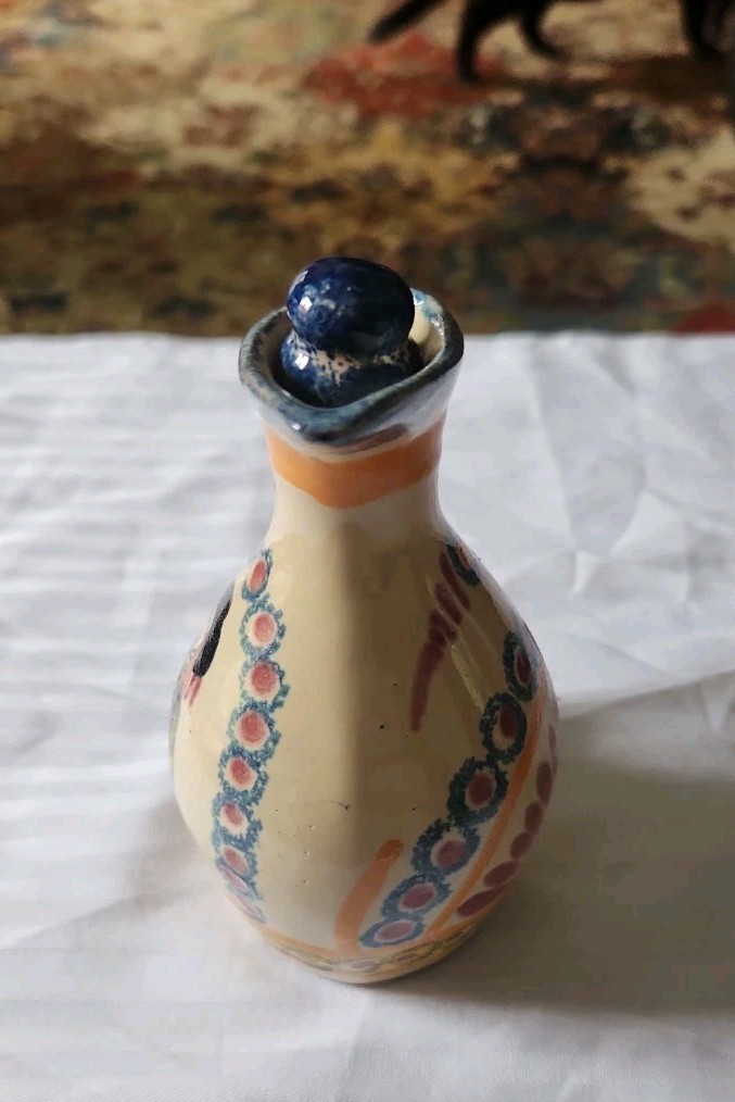 Vtg French “Henriot Quimper”Signed/Hand Painted “Faience” 5″ Tall Jug 1950/1960s