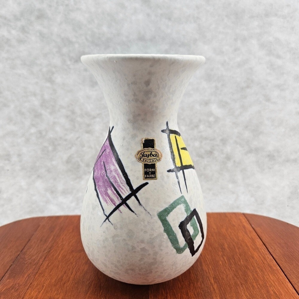 Vintage Ceramic Vase West Germany geometric design MCM Retro 7×4″