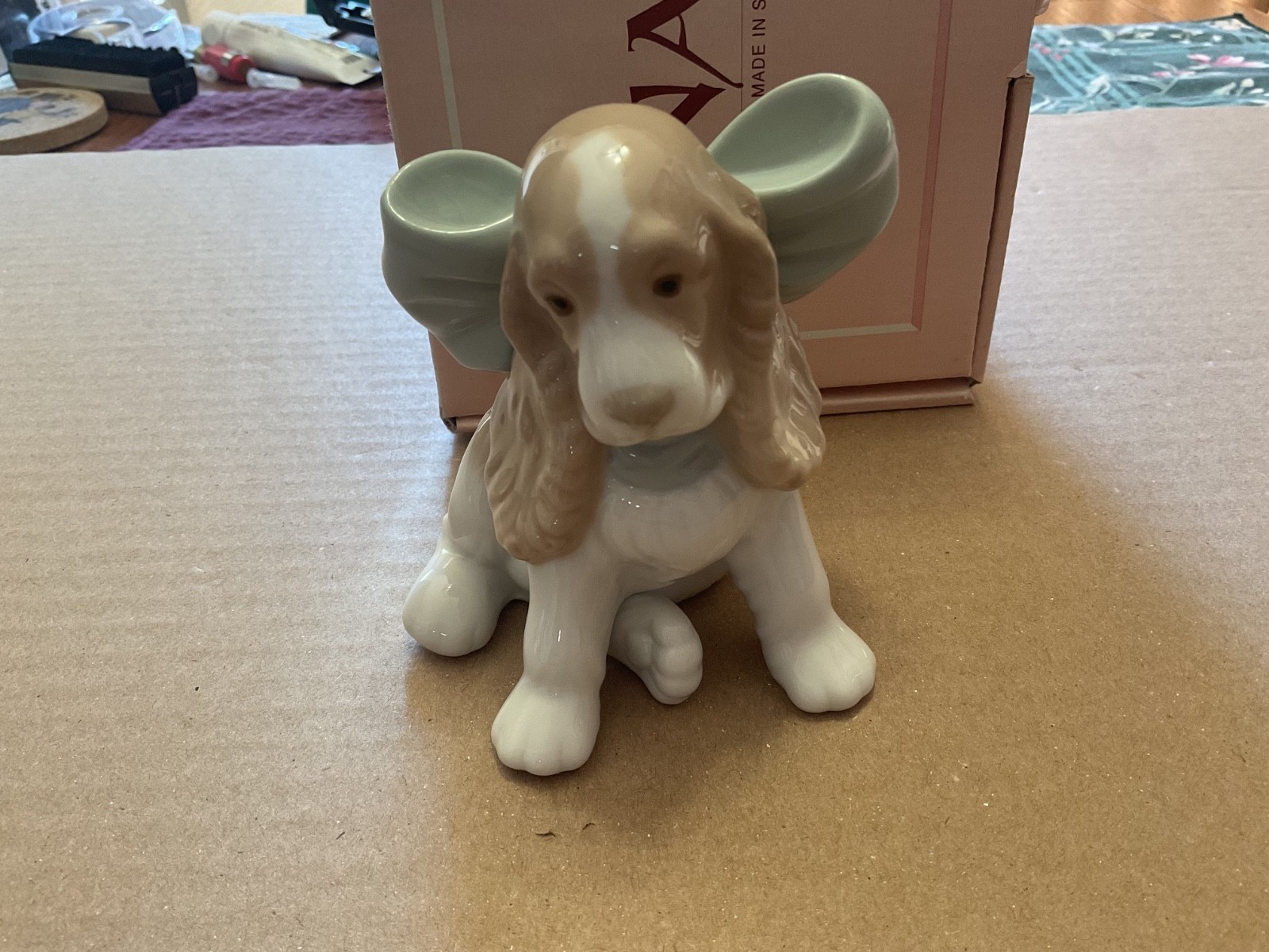 NAO by Lladro #1349 Puppy Present Porcelain Figurine With Box