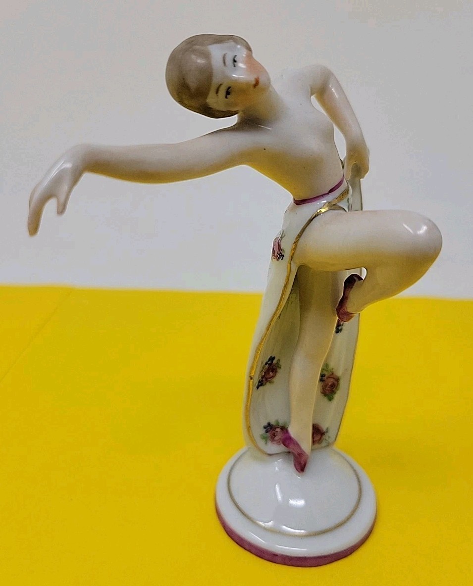 Vintage Antique Jaeger & Co RARE Ballet Dancer Porcelain Figure Rose Germany
