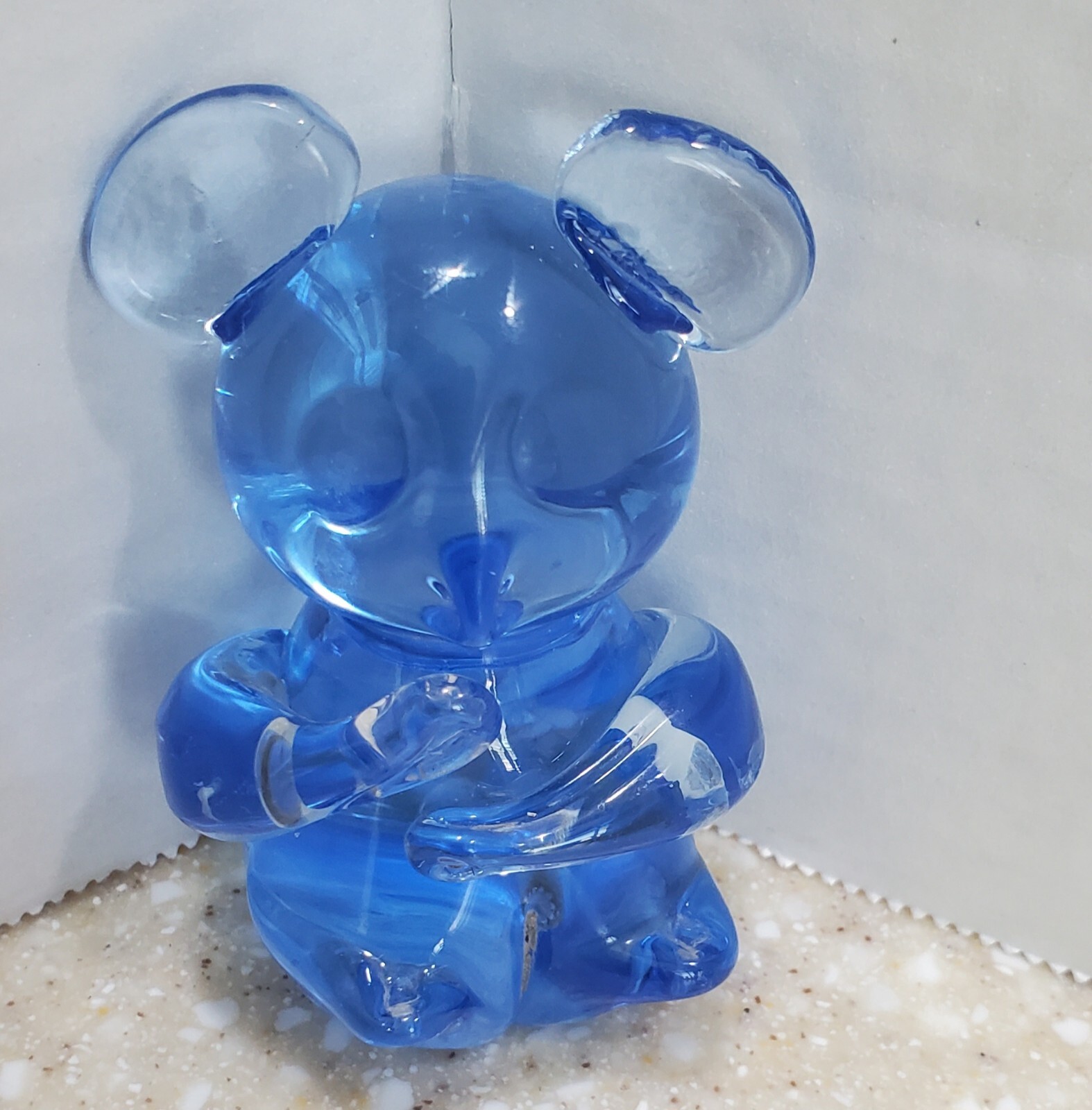 Fine Blue Lead Crystal Bear Figurine US Commemorative Fine Arts Gallery Vtg 90