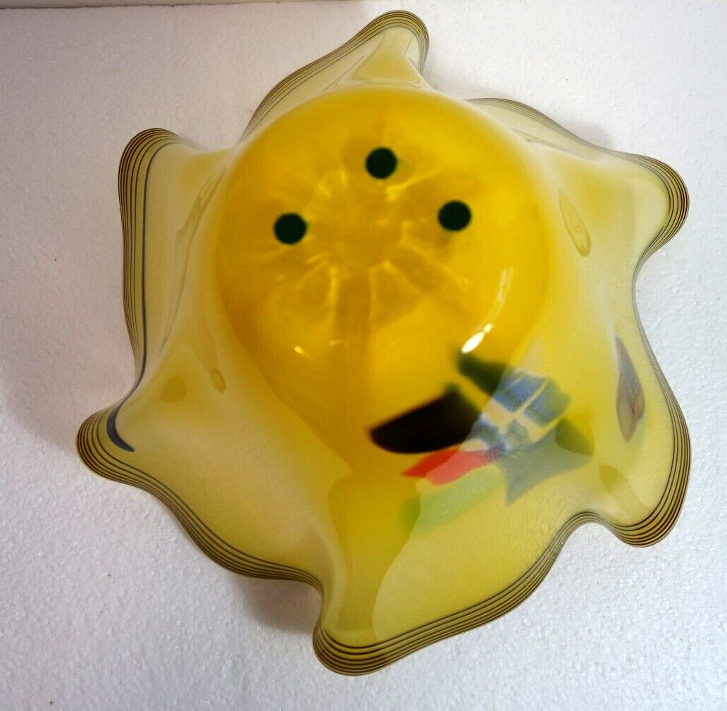 Carlos R Pebaque Stohghan Zweden Art Studio Glass Bowl Vase Signed 1992