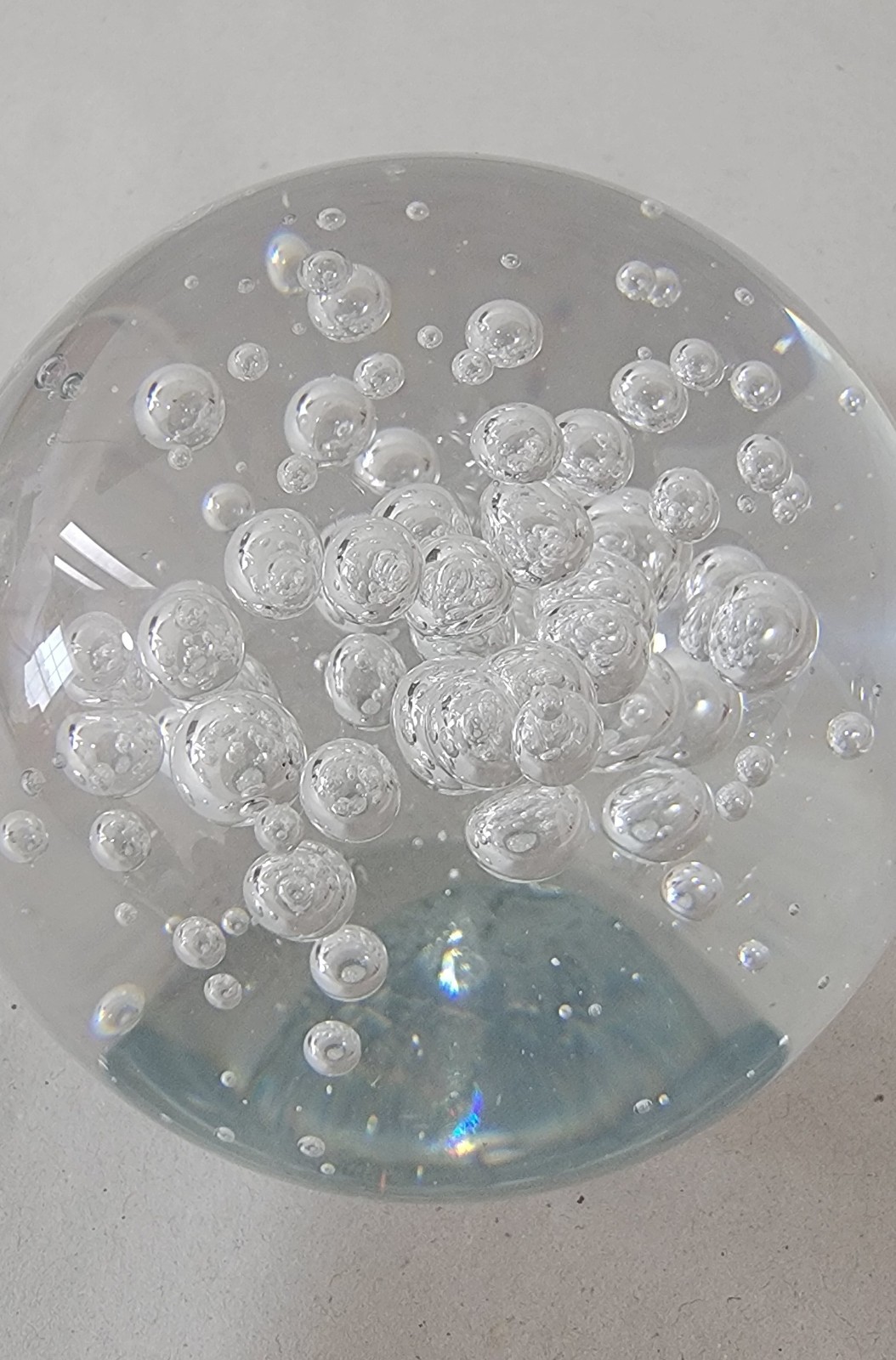 Clear Glass Orb Paper Weight With Floating Bubbles 2.75″ Round Crystal Ball