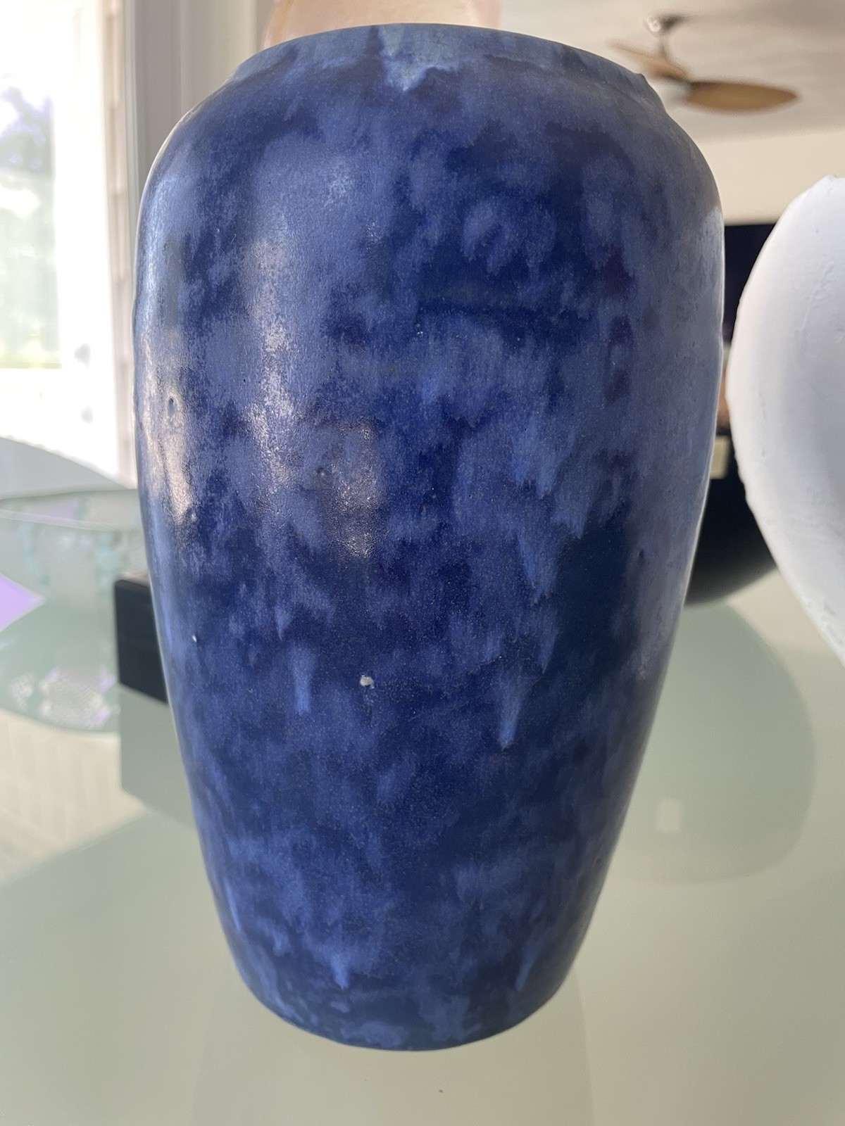 Antique Arts & Crafts Brush McCoy Art Vellum Matte Blue Pottery Vase