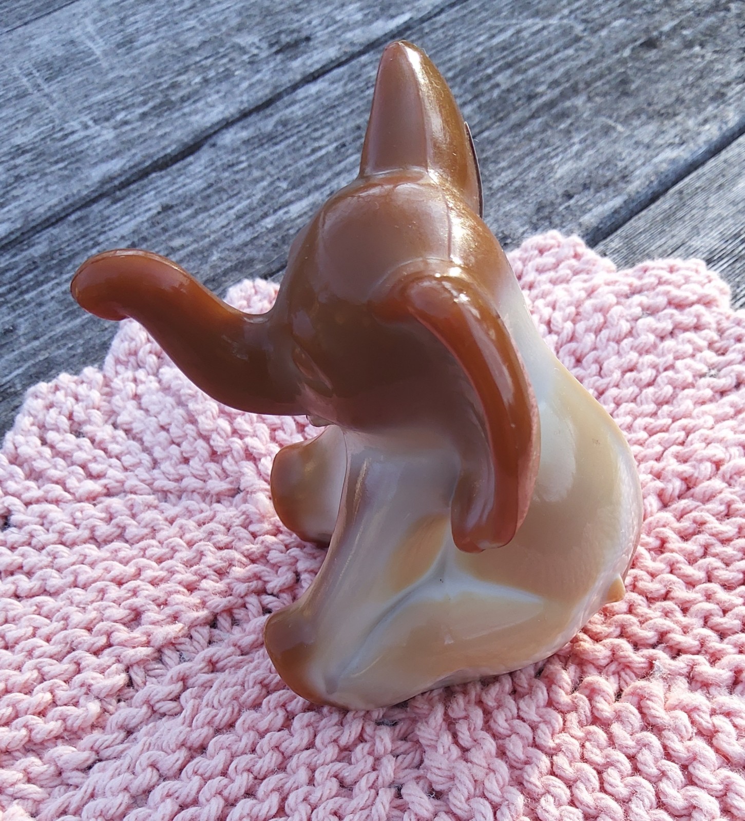 Fenton Art Glass Chocolate Elephant Figurine, Glossy 4 Inch