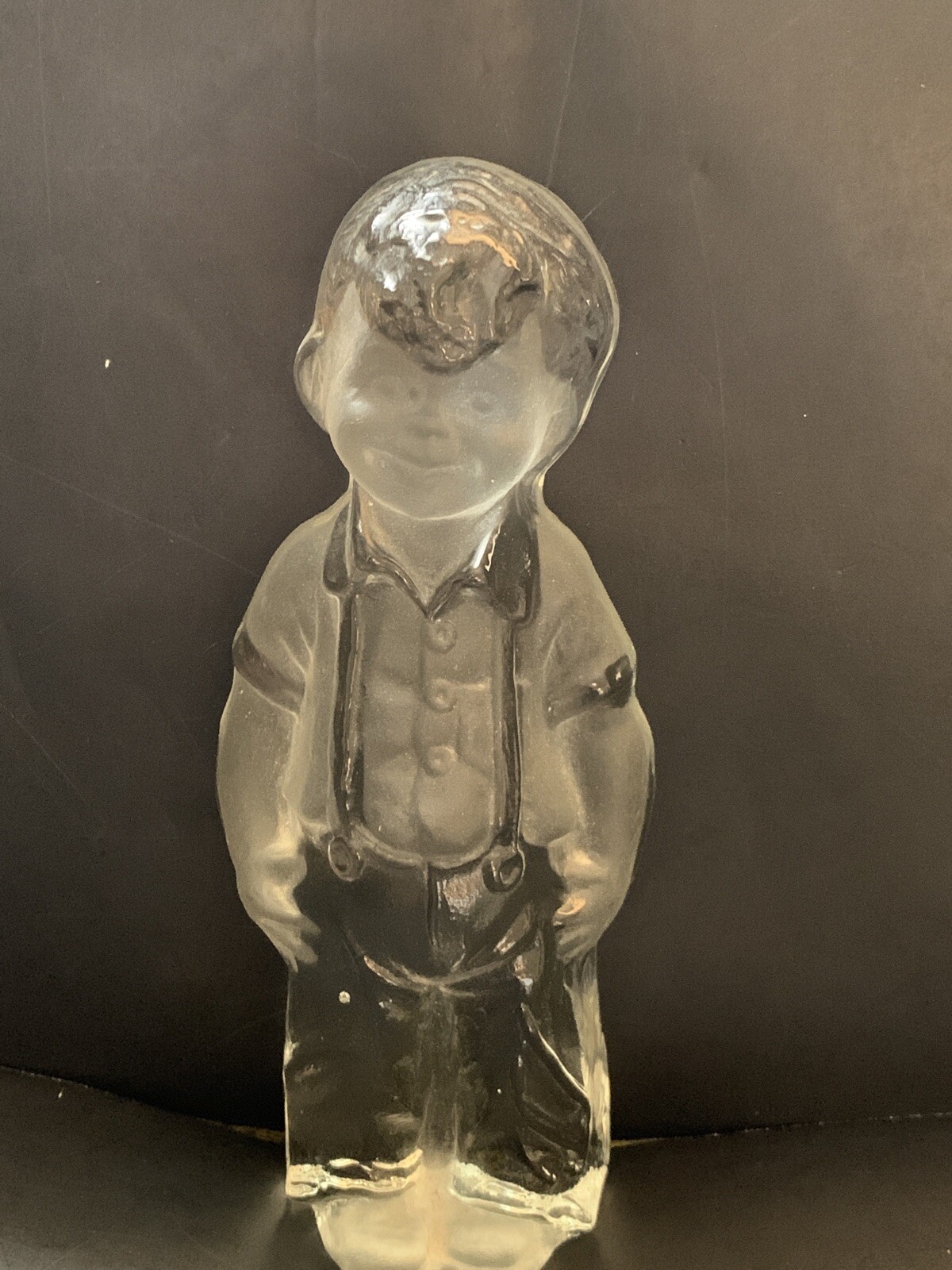 VTG Viking Glass Little Boy Ice Paperweight Figurine Bookend Hand Made 8” Tall