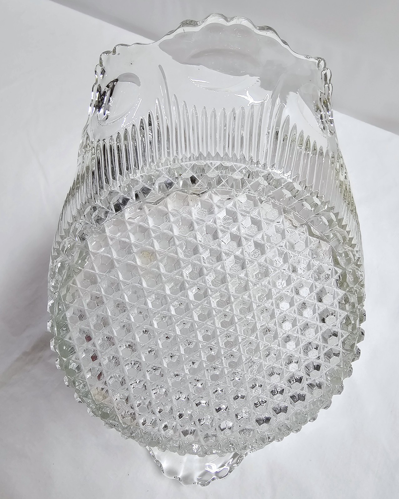 Rare U.S. Glass Manhattan Large Basket 11″ Long Clear EAPG Tiffin Bullseye