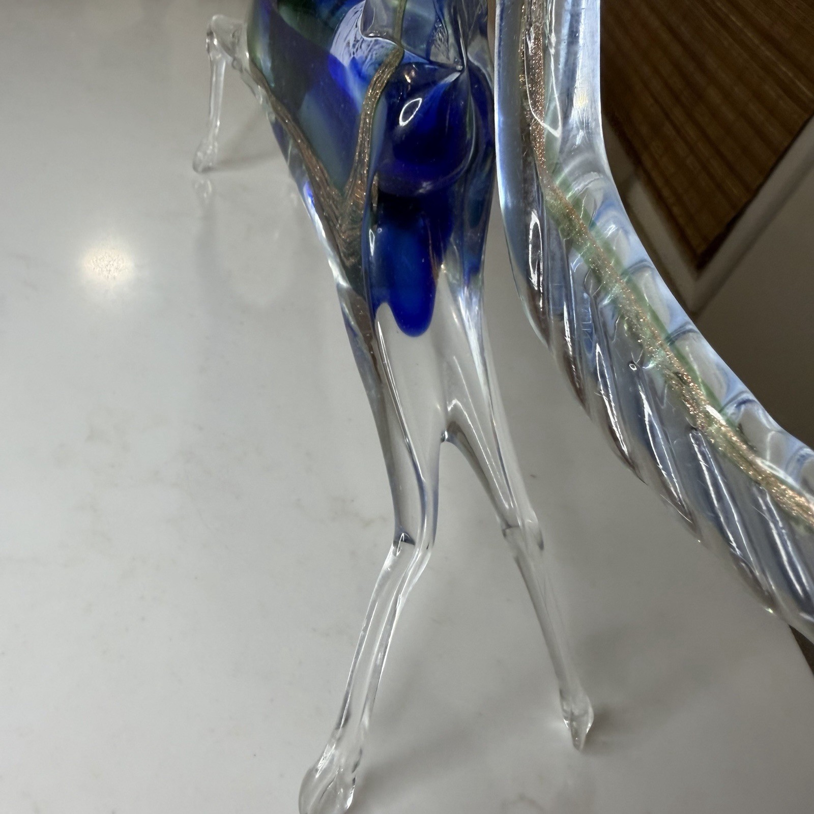 Vintage Murano Blue And Green Glass Horse Sculpture – Hand blown Art