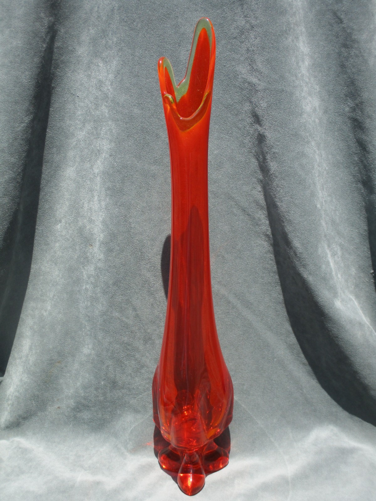 Vintage Viking 3-Toe Swung Vase Persimmon Orange 21 1/2″