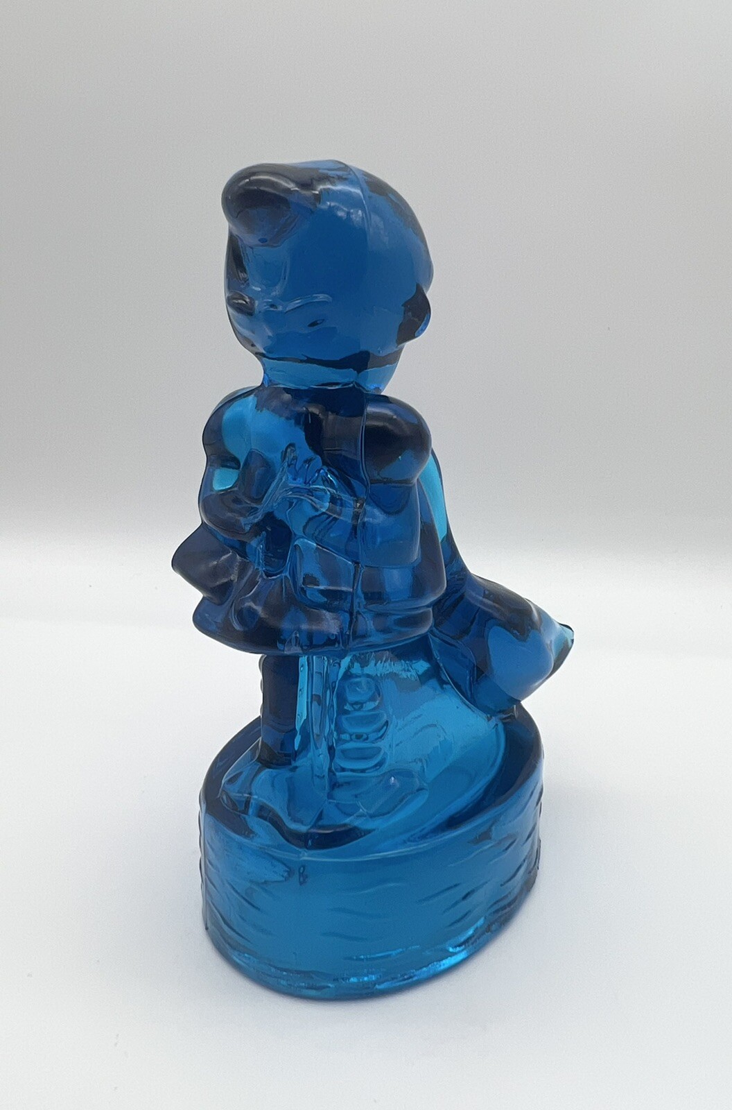 Vintage LE Smith Blue 3D Art Glass Child Girl Geese Decorative Figurine