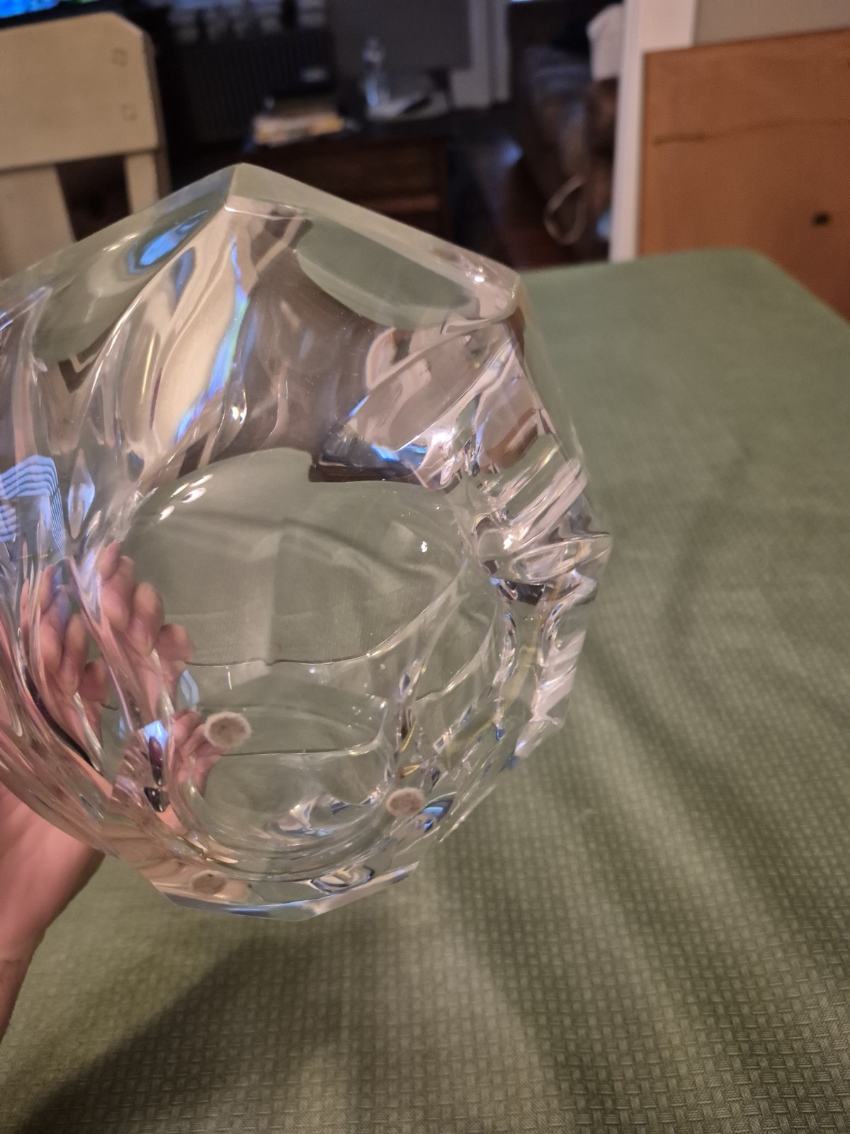 Orrefors Sweden Signed Crystal Bowl Residence Swirl Twist Octagon 4.75in Diam