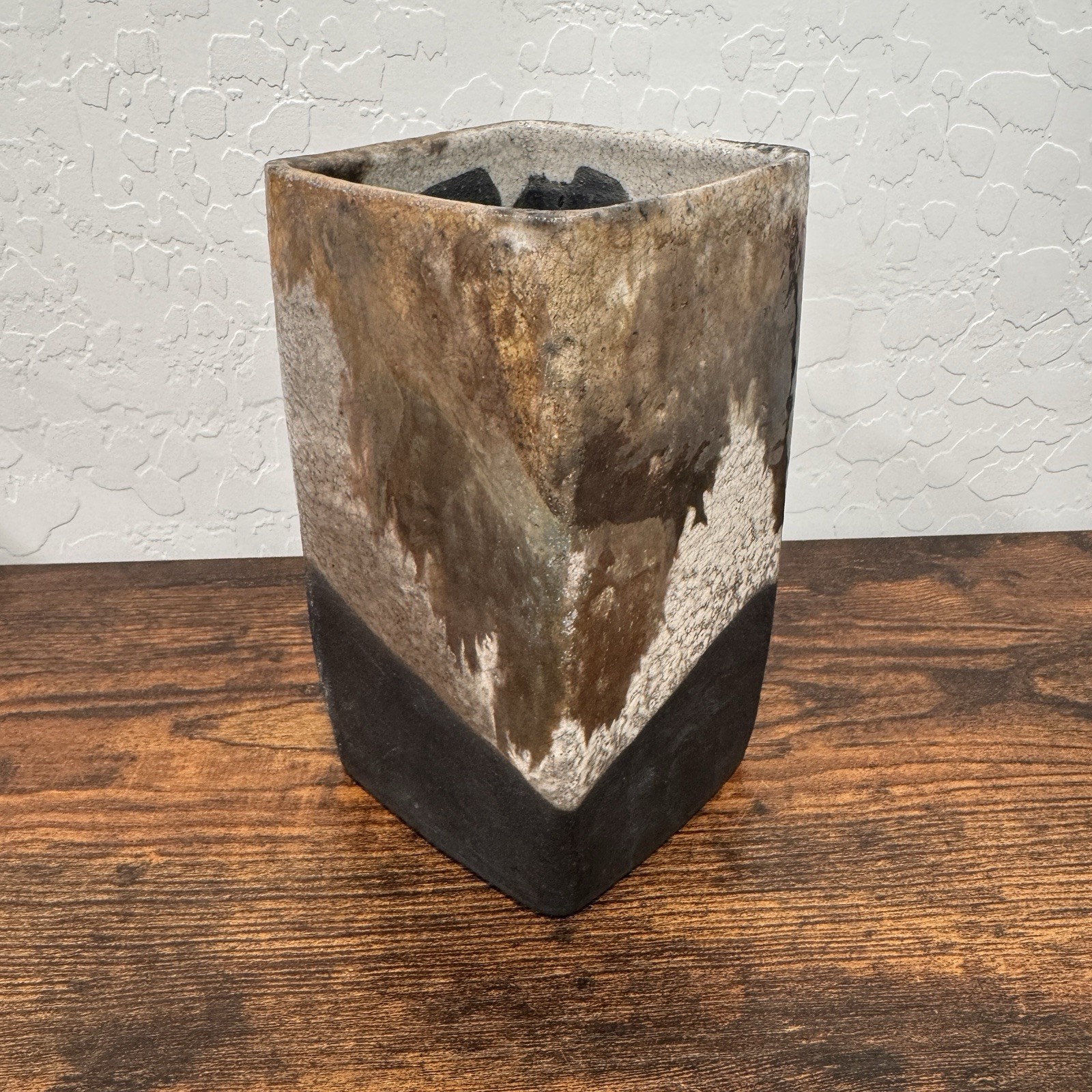 Charles Bryant Signed Studio Pottery Square Vase Artisan 6.5” Tall