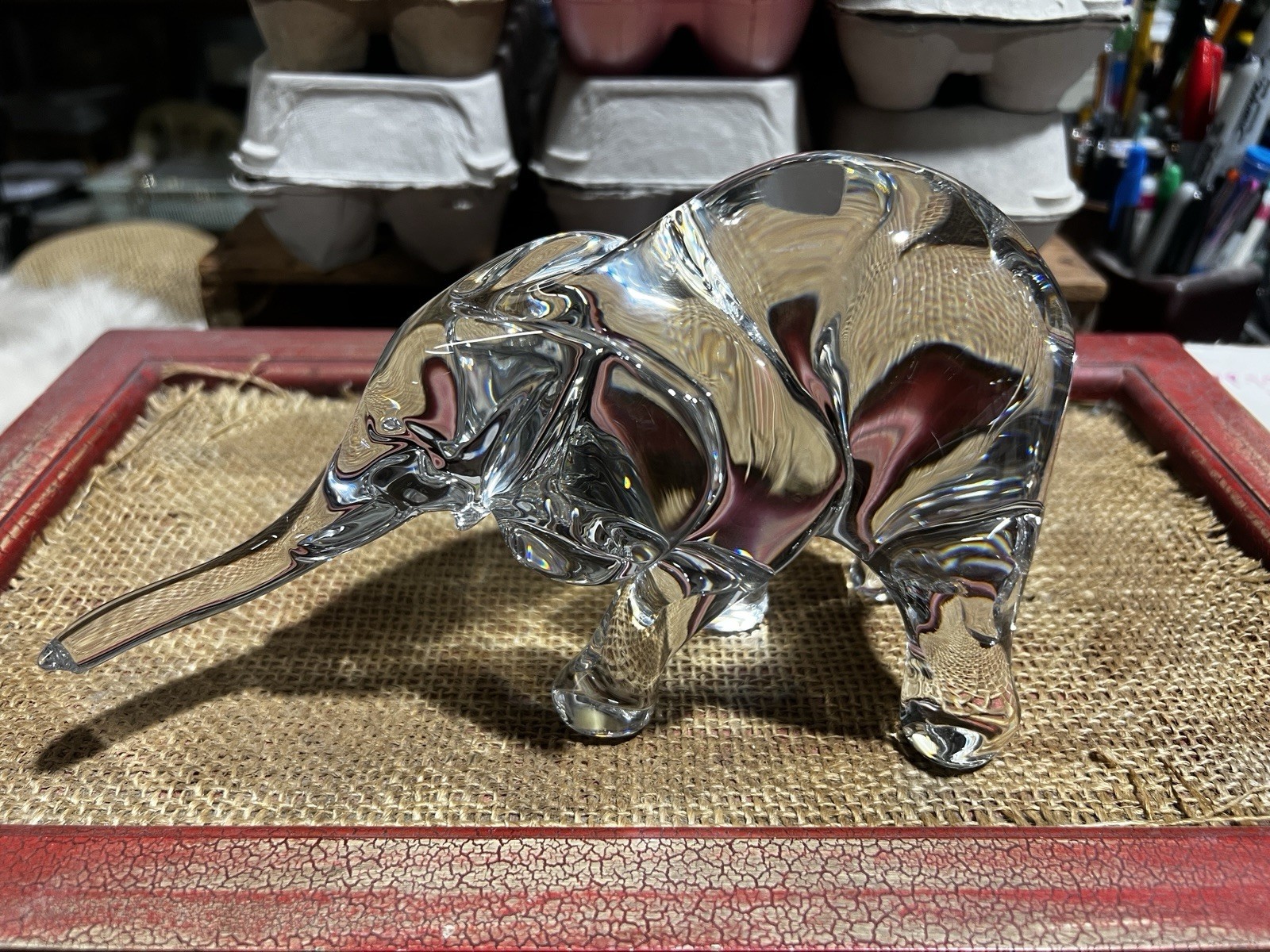 Baccarat 8” Crystal Elephant Perfect Condition Glass Figurine