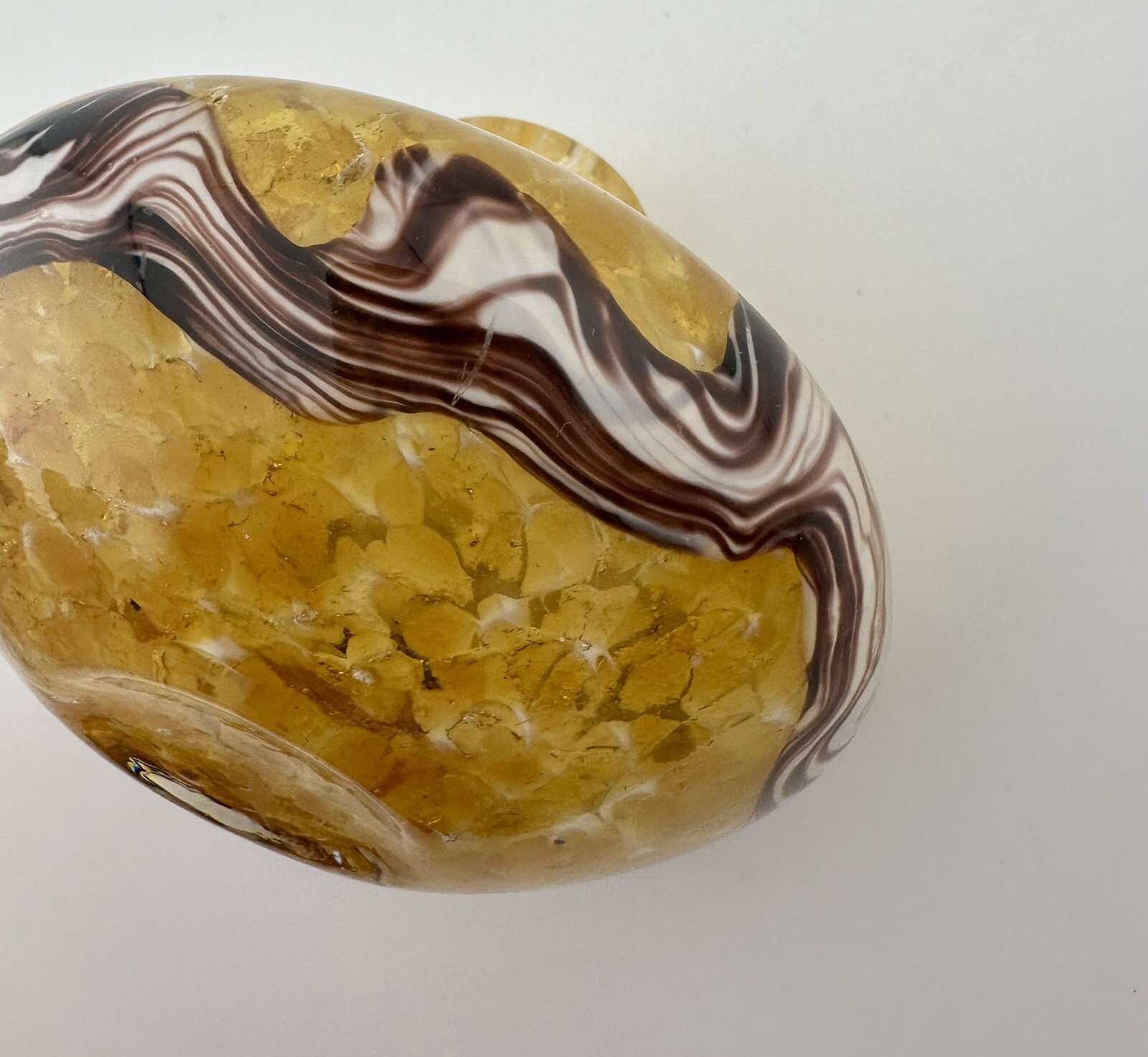 Vintage Art Swirled Gold White Yellow Brown Mini Vase