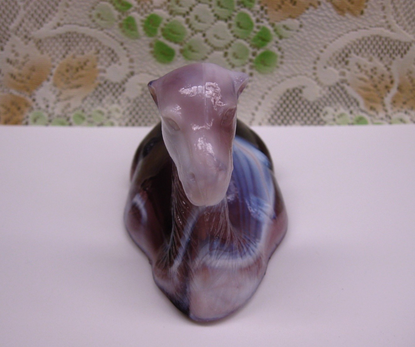 Vintage WESTMORELAND PURPLE SLAG GLASS HUMPHREY the CAMEL DISH *TOP ONLY* Marked
