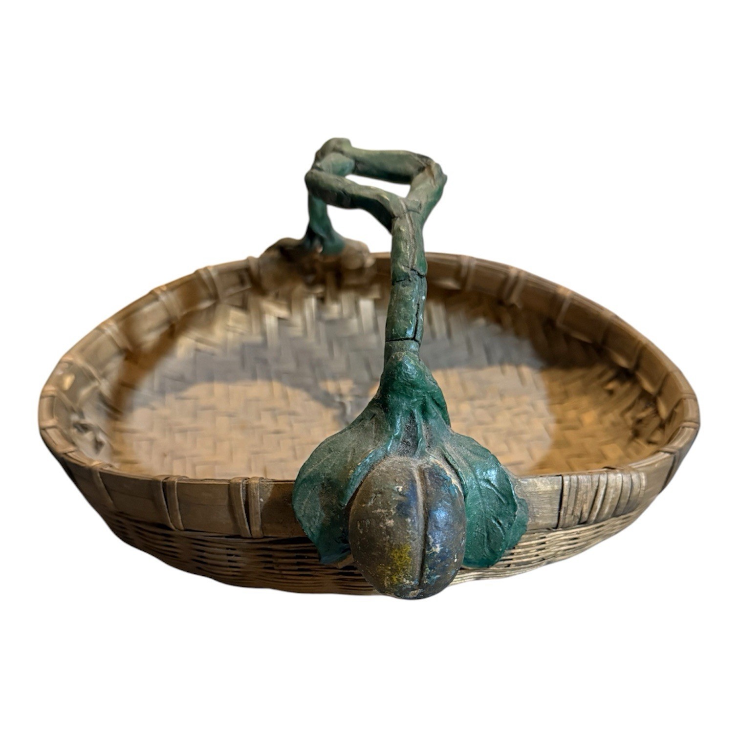 Vintage Basket With Pottery Handle Unbranded