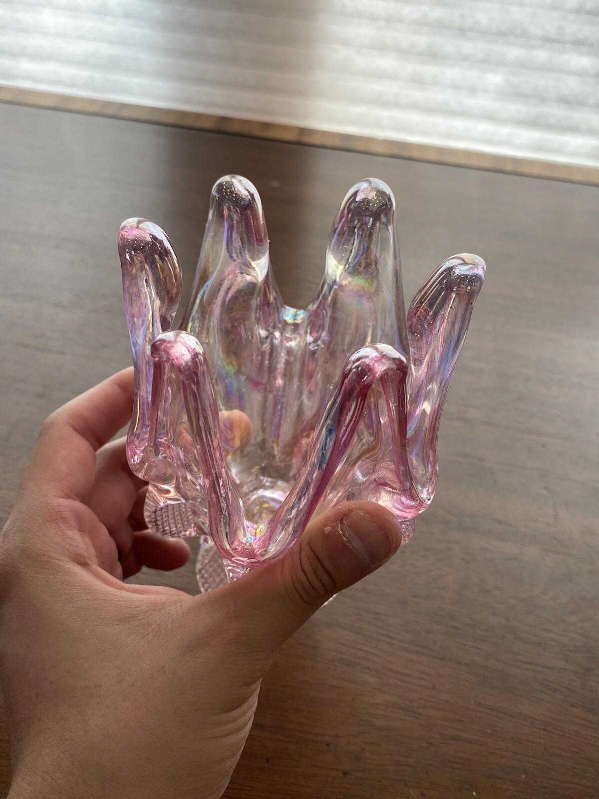 BEAUTIFUL VTG Chalet Rossi Bomboniere Whimsy Art Glass Open Vase 5.75″H