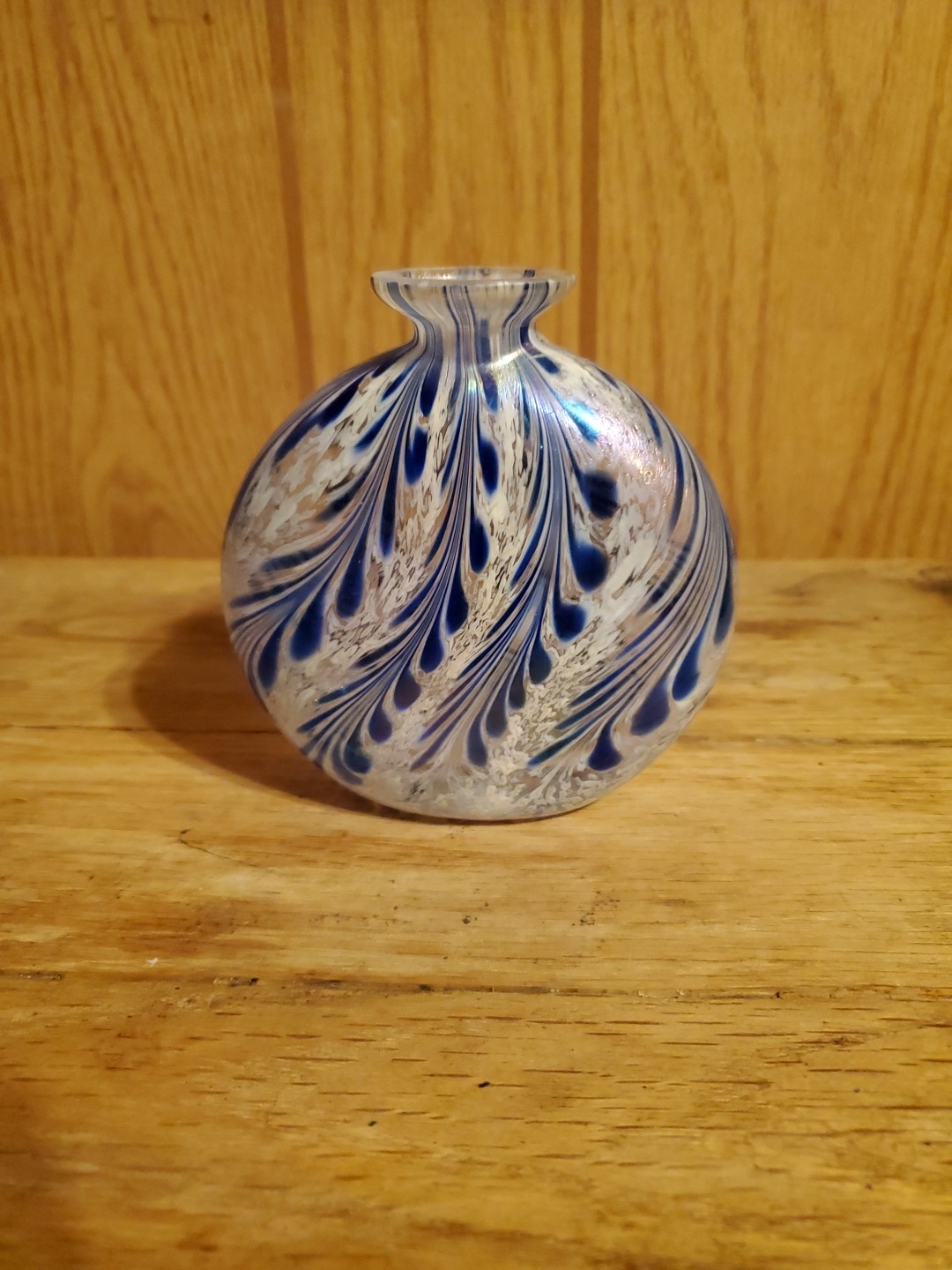 Royal Limited Crystal Pulled Feather Glass Hand Blown Iridescent 4 1/4″