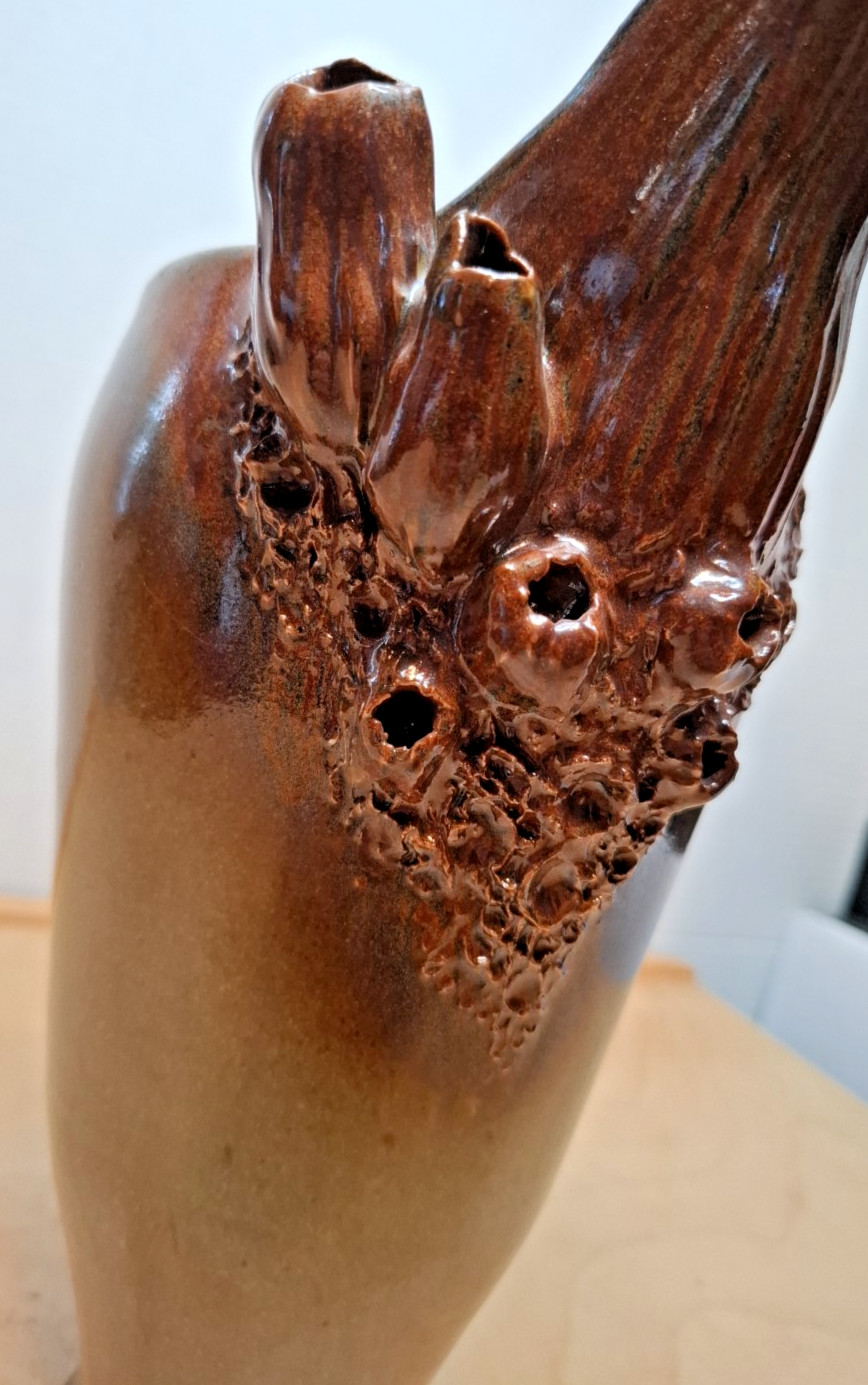 Ruben Ruiz Pottery Signed Pitcher Nautical Seahorse Coral Barnacles Vase Rare