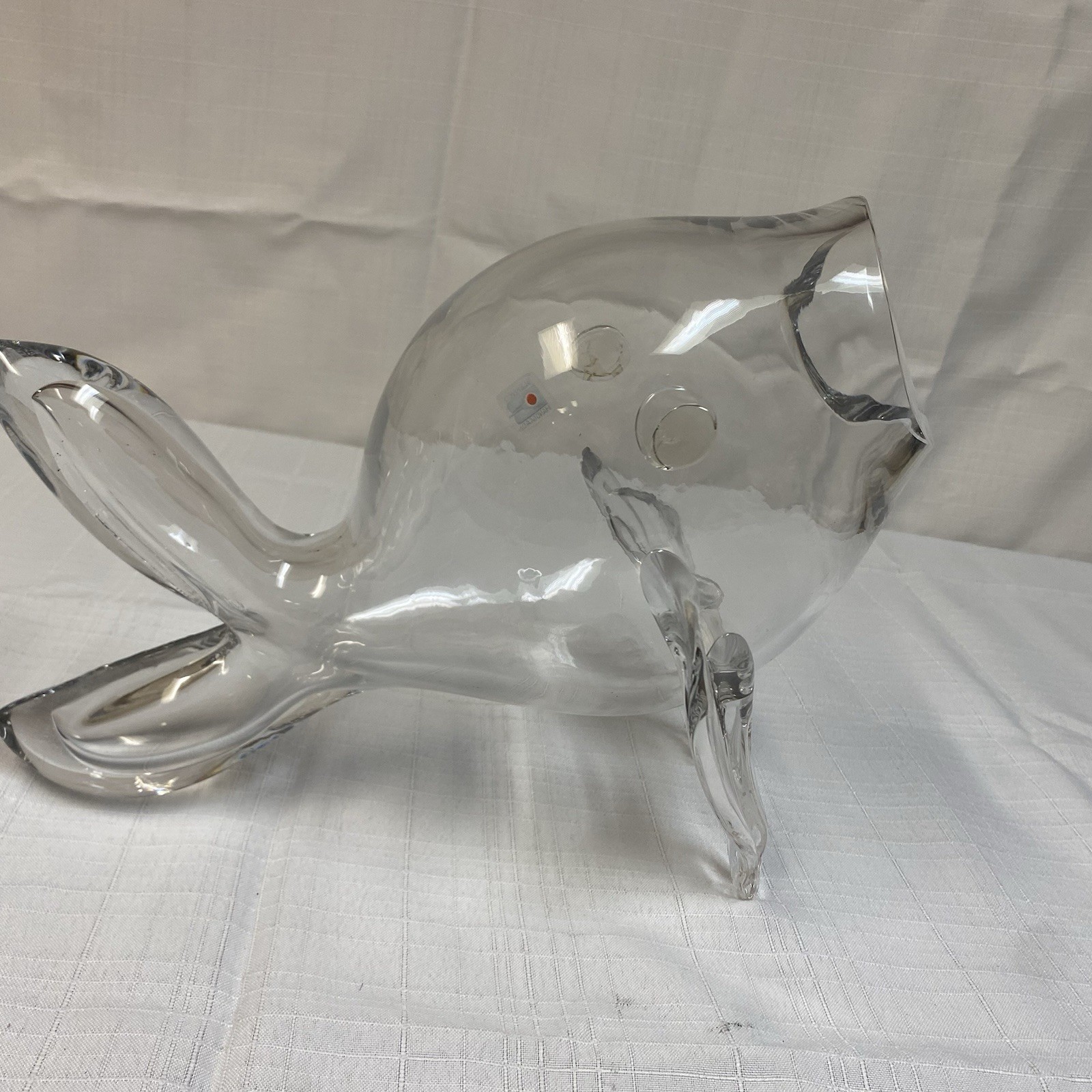 Vintage Clear Blenko Blown Glass Fish Vase Terrarium 11.75″ L x 8”