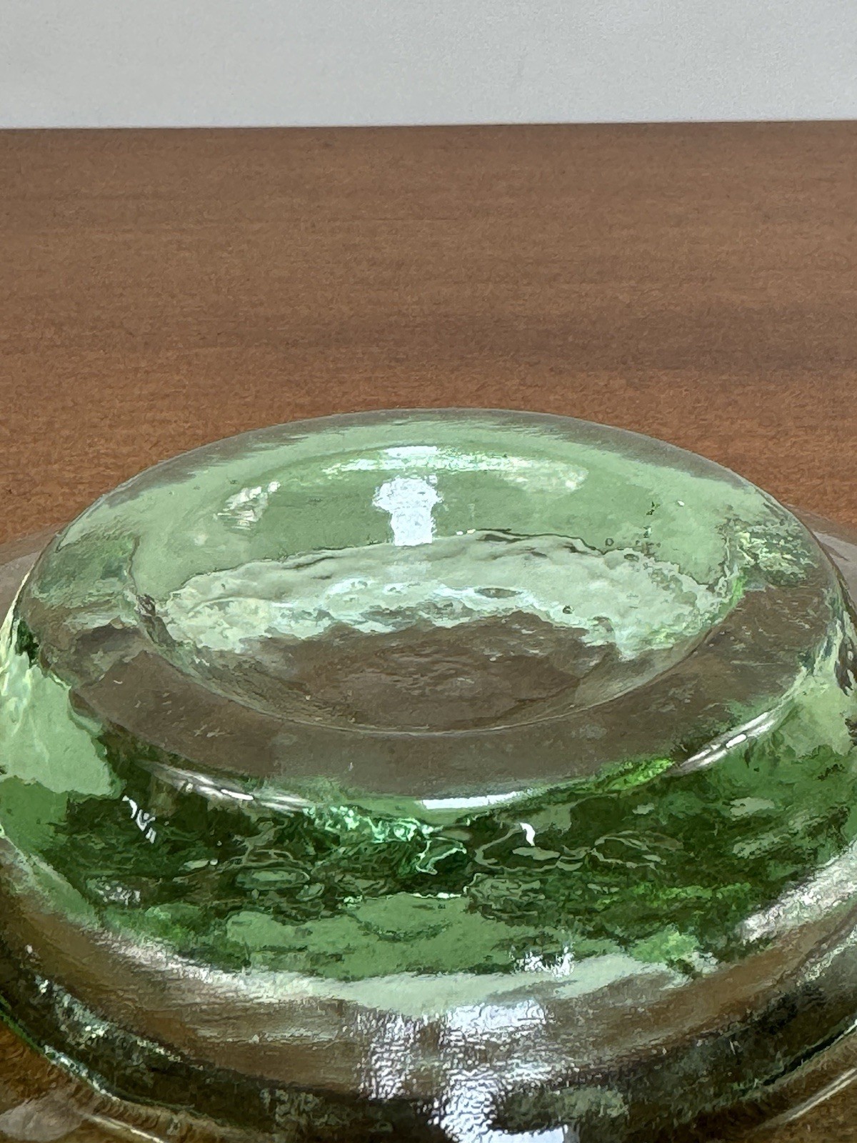 Fire & Light Artful Recycled Glass Lime Green Footed Base Decorative Dish