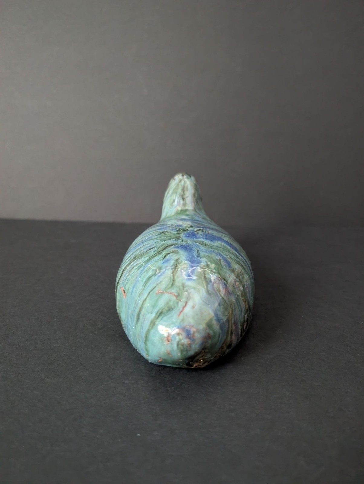 Monterey Jade California-Style Redware Pottery Folk Art Bird Heavy Drip Glaze