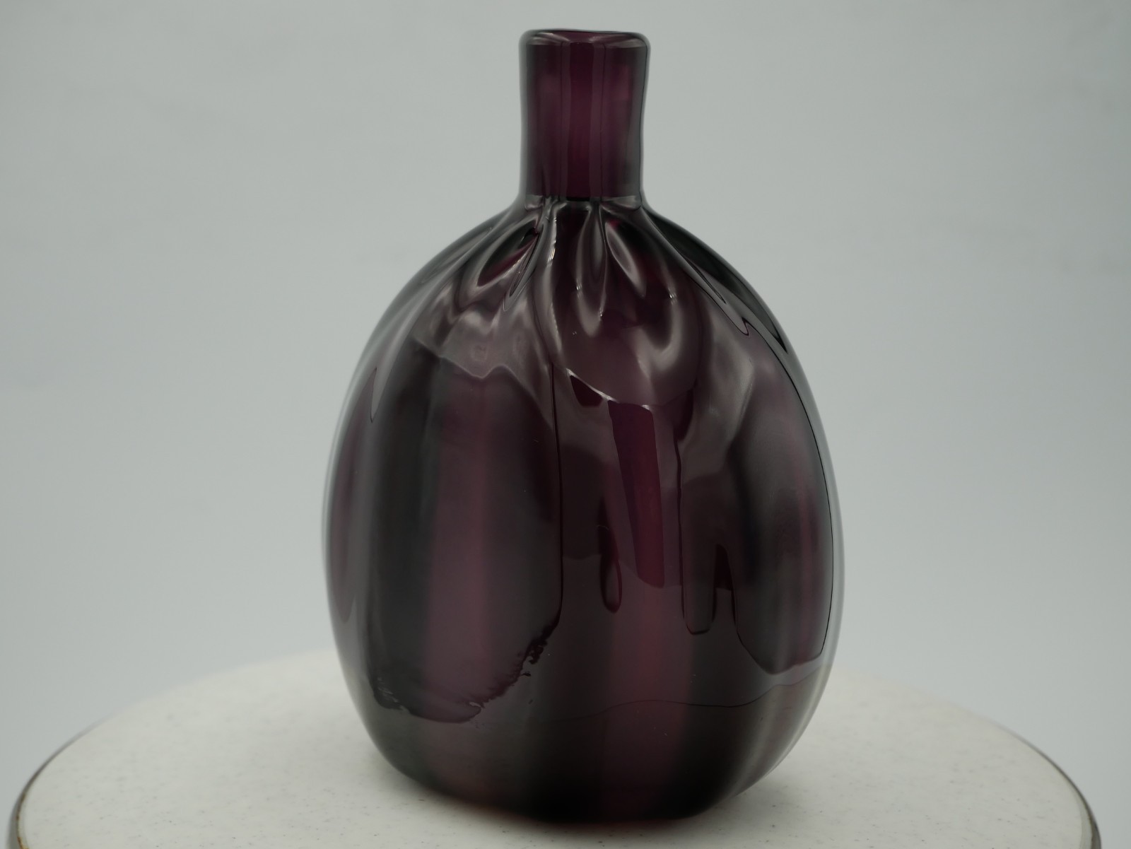 Metropolitan Museum of Art · Amethyst Glass Vase · Ribbed · 6″ H · Signed MMA