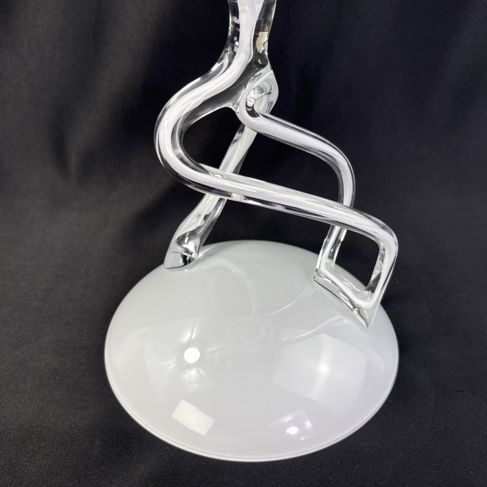 Jozefina Krosno Poland Hand Blown Art Glass Jellyfish Compote Dish Bowl 9″ x 7″