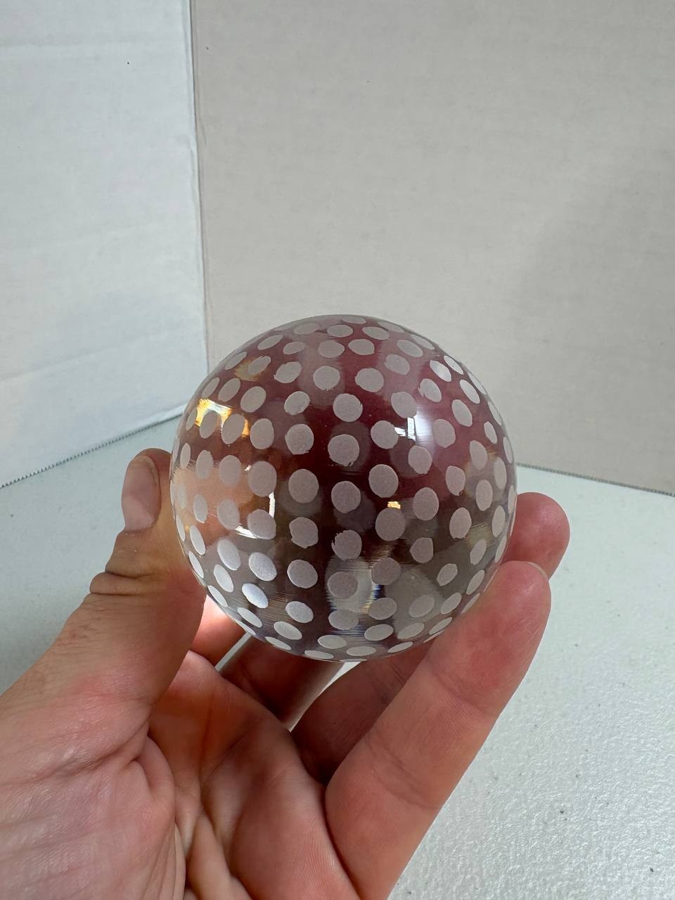 Tiffany & Co. Crystal Paperweight Etched Polka Dot Glass Sphere Vintage