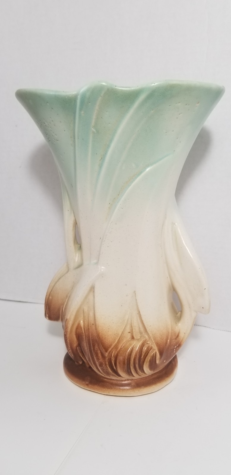 Vintage McCoy Pottery Arrow Leaf Vase 10″ Tri Color