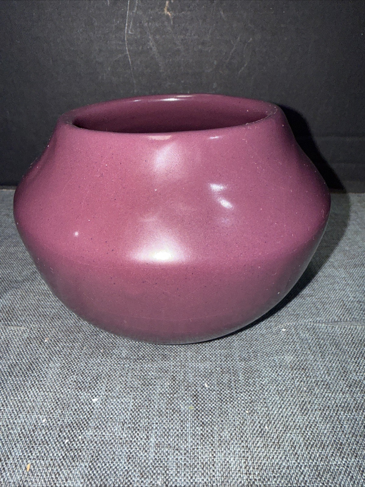 Early Van Briggle Bowl Pot in Mulberry Glaze 4.5” Tall