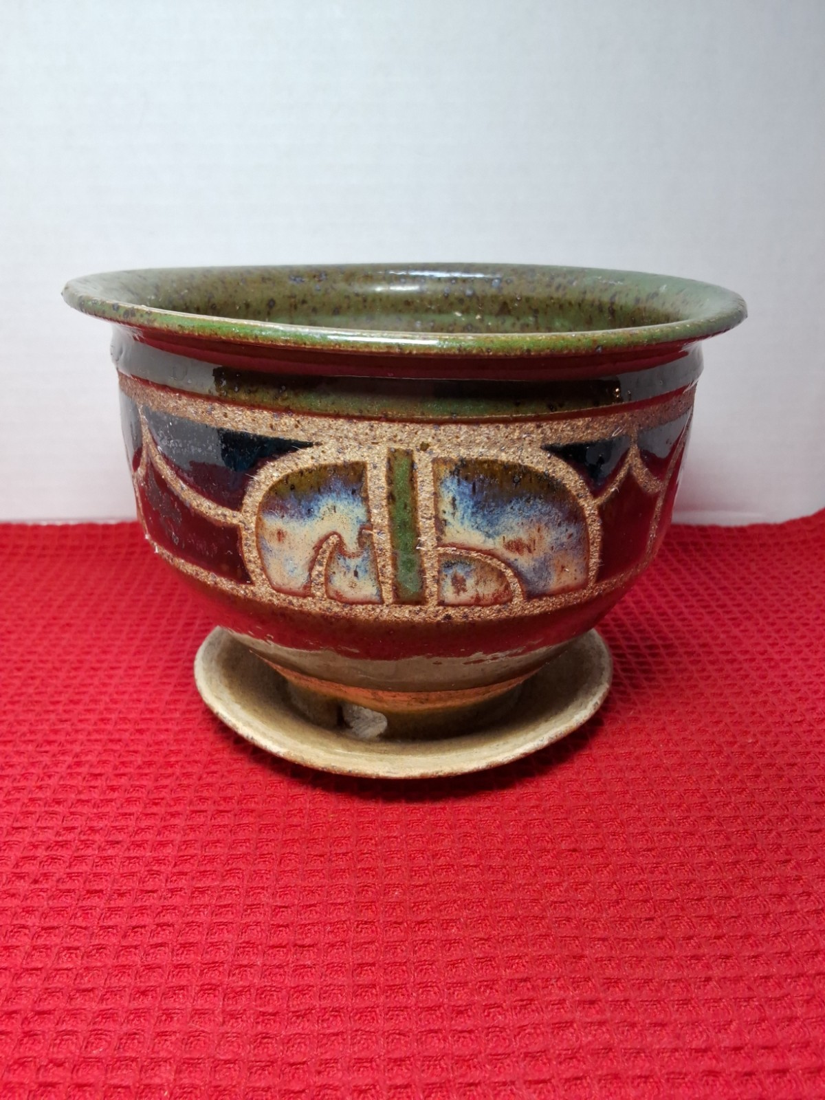 Earthy Handmade Studio Pottery Ceramic Flower Planter 6×4.5″ with Drainage Hole