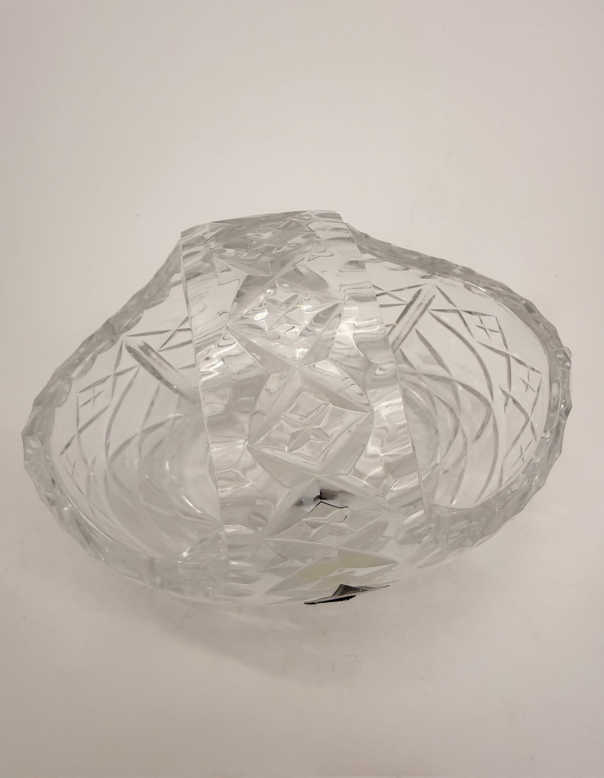 Vintage Edinburgh Crystal Cut Glass Basket Bowl Handle Bon Bon Dish