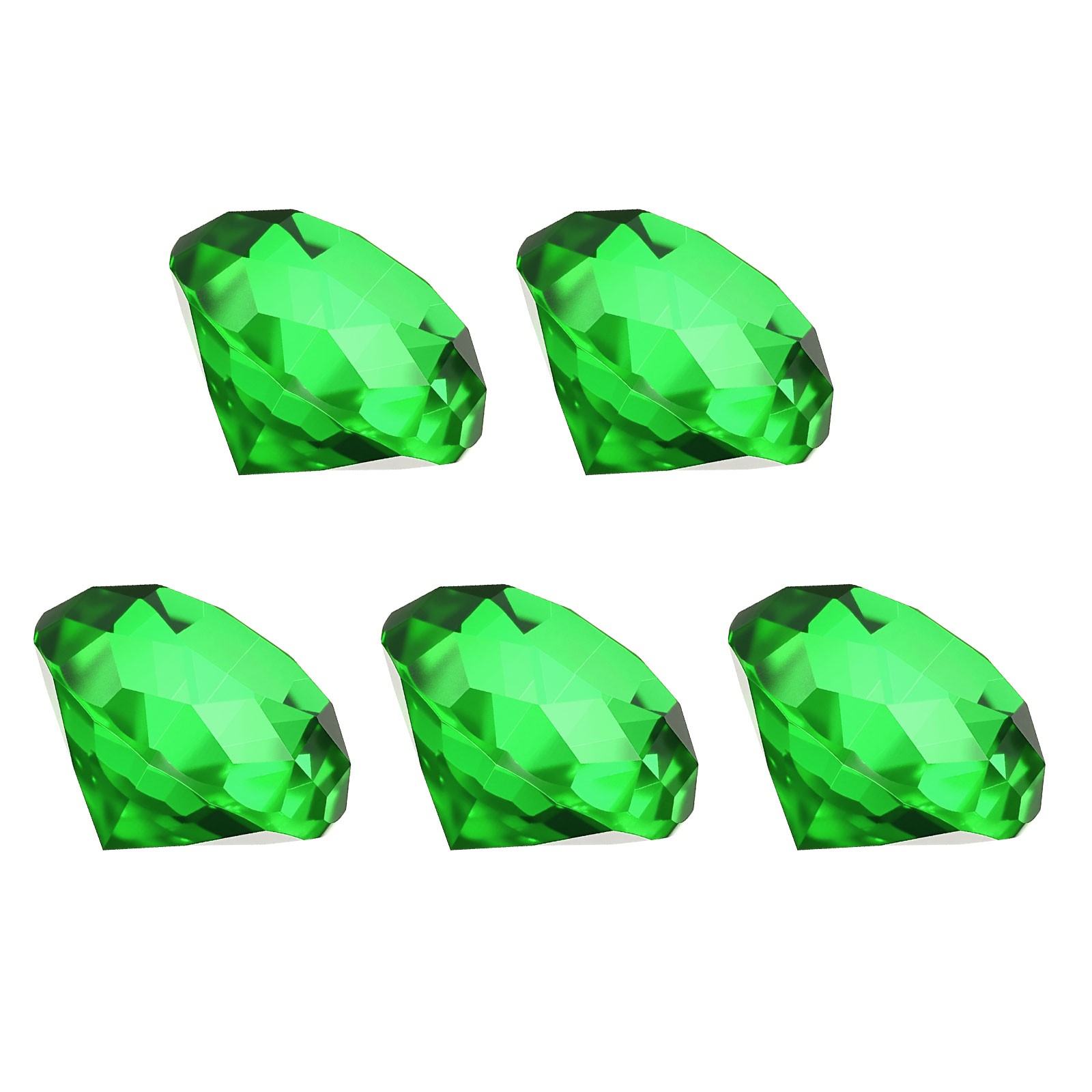 5 Pcs 40mm / 1.57 Inch Diamond Crystal Paperweight, Green