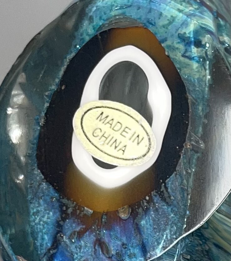 Vtg Art Glass Butterfly Fish Multi-Color Paper Weight 5 1/2 Inches High China