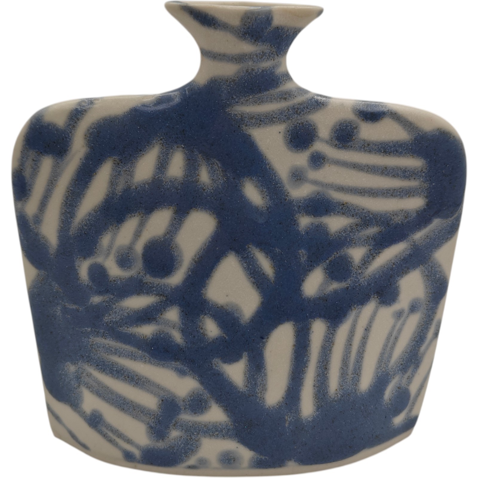 Vintage Small Blue And White Pottery Pot Vase Signed