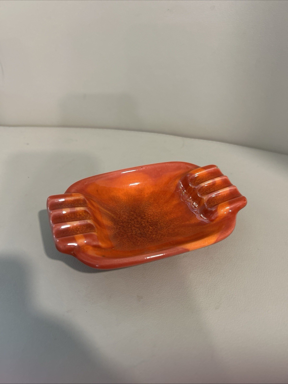 Vintage Retro MCM California 1965 Original Ashtray Red Multi Color Blossom