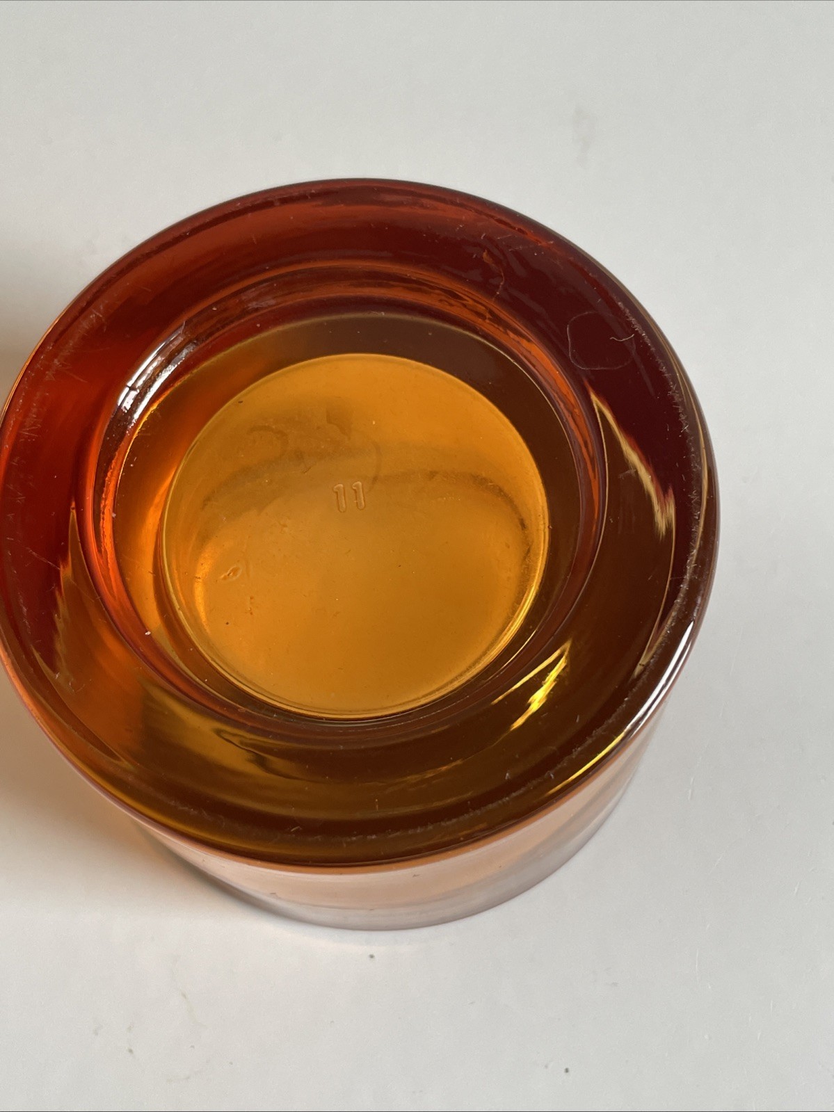 Iittala Kivi Marimekko? Votive Heavy Orange Glass 2.25” Tall X 3.25”
