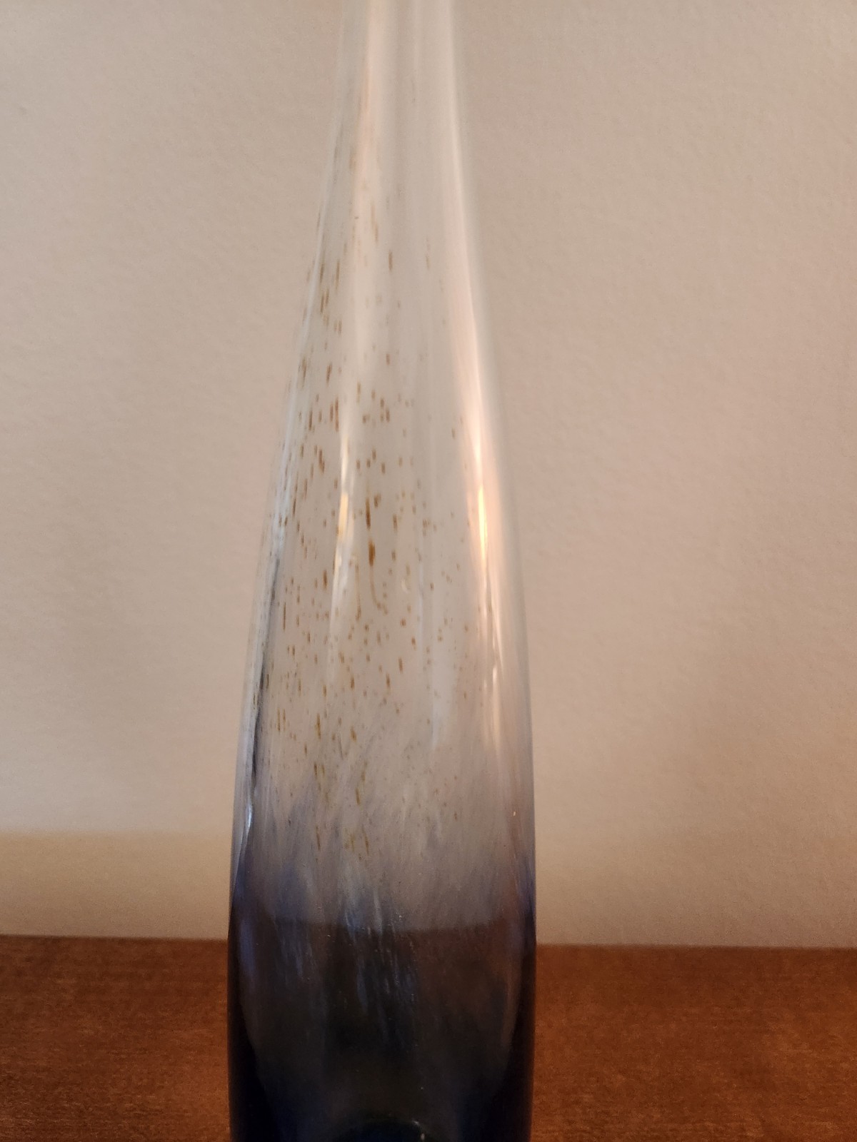 Vintage Kerry Glass Aurene Bottle Vase in Attenuated Form 12″ Blue/White Ireland