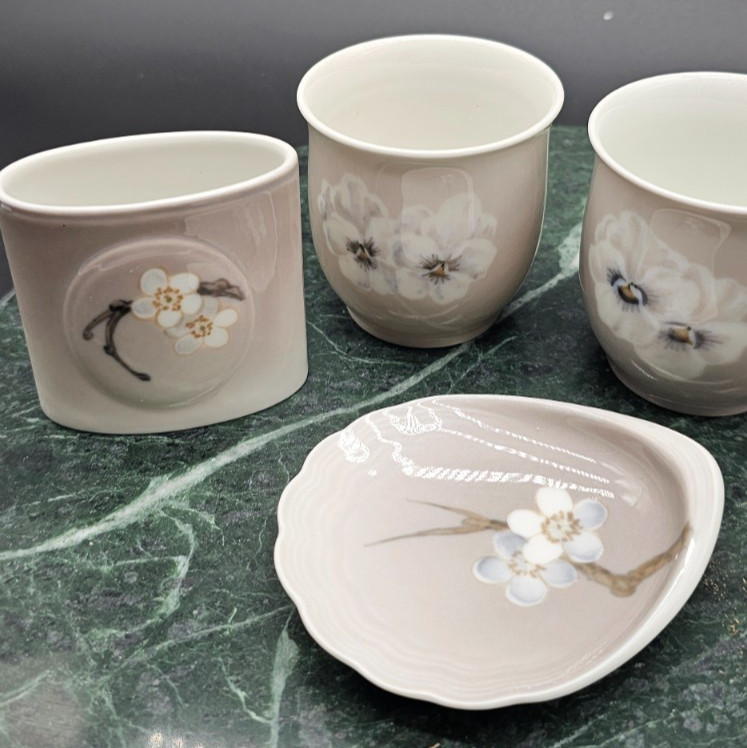 Vintage Bing & Grøndahl Denmark Floral Porcelain 4-Piece Set