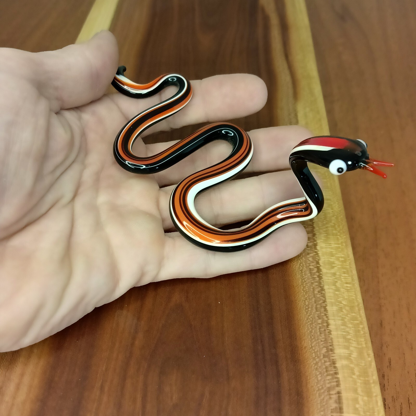 Glass figurine snake, viper, handmade, souvenir, statuette.