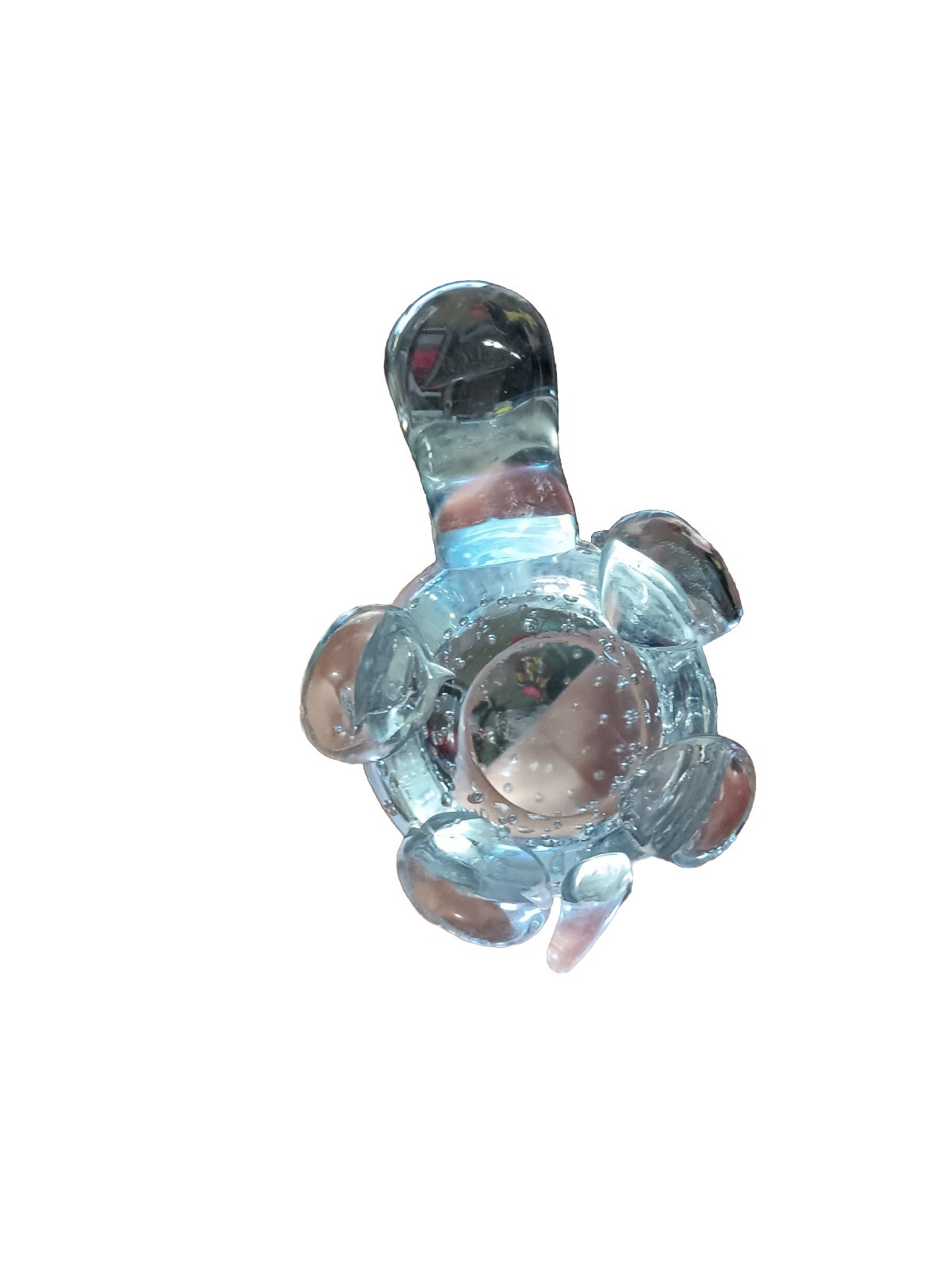 Clear Art Glass Turtle Paper Weight Figurine 13.3 oz 4+ inches long