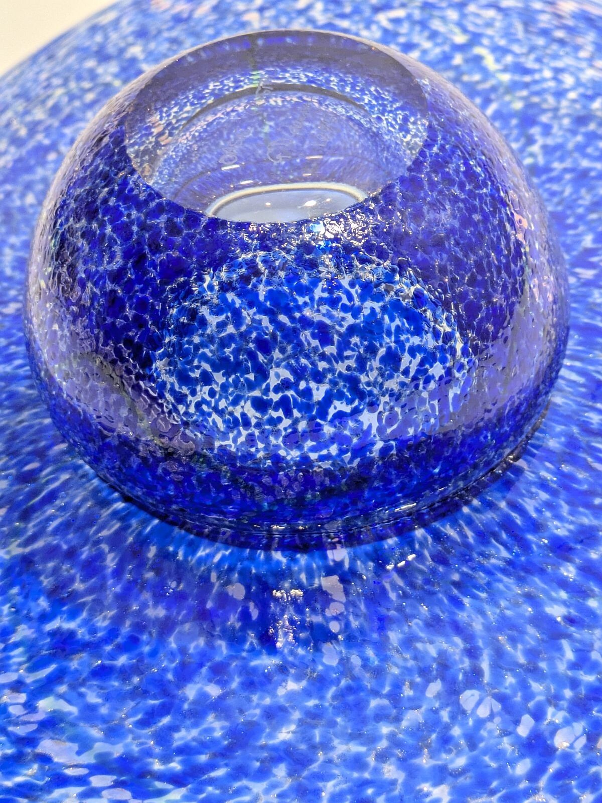 Oasis Blue Crystal Shallow Bowl — Geoffrey Dickinson — Australian Glass Artist