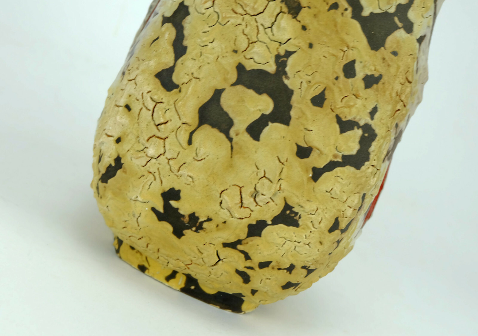 mid century fat lava VASE es-keramik WGP brown beige glaze red leaf pattern
