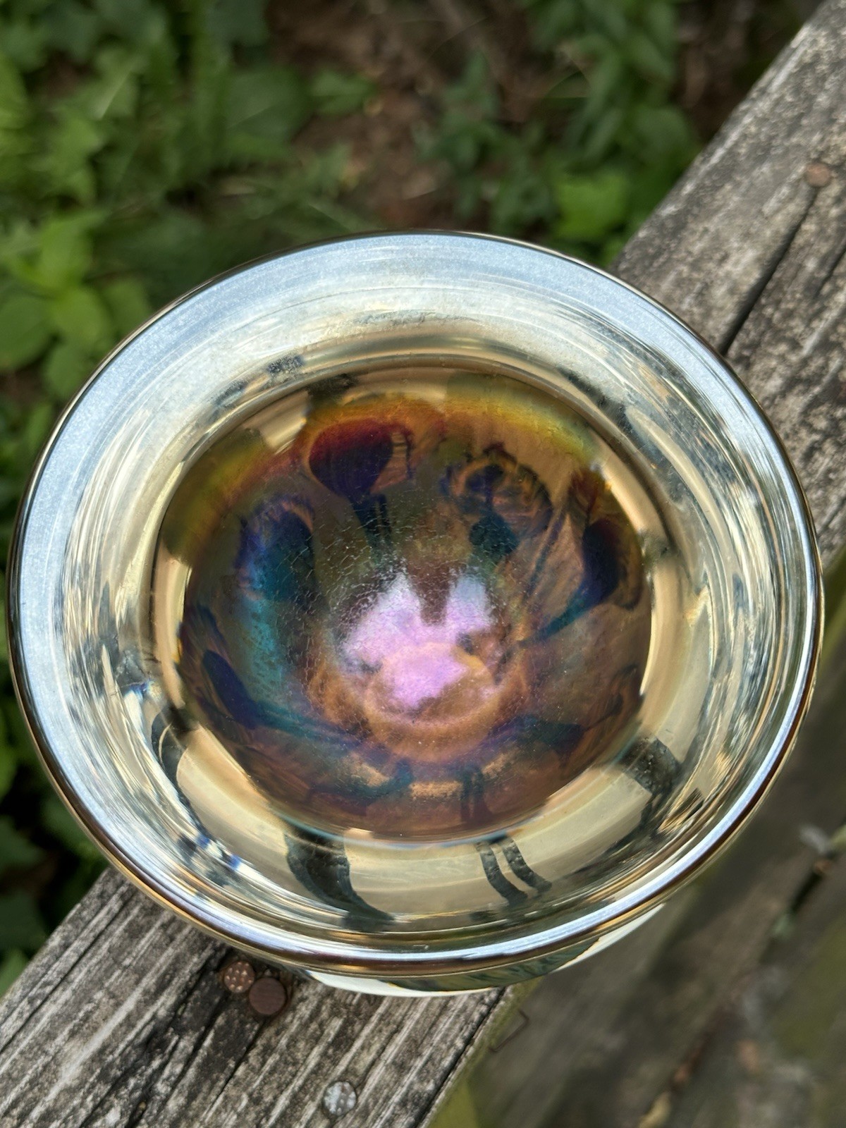 David Lotton Art Glass Design Amber Signed 2006 Blue Thistle Bowl Vase 4.5X5.5