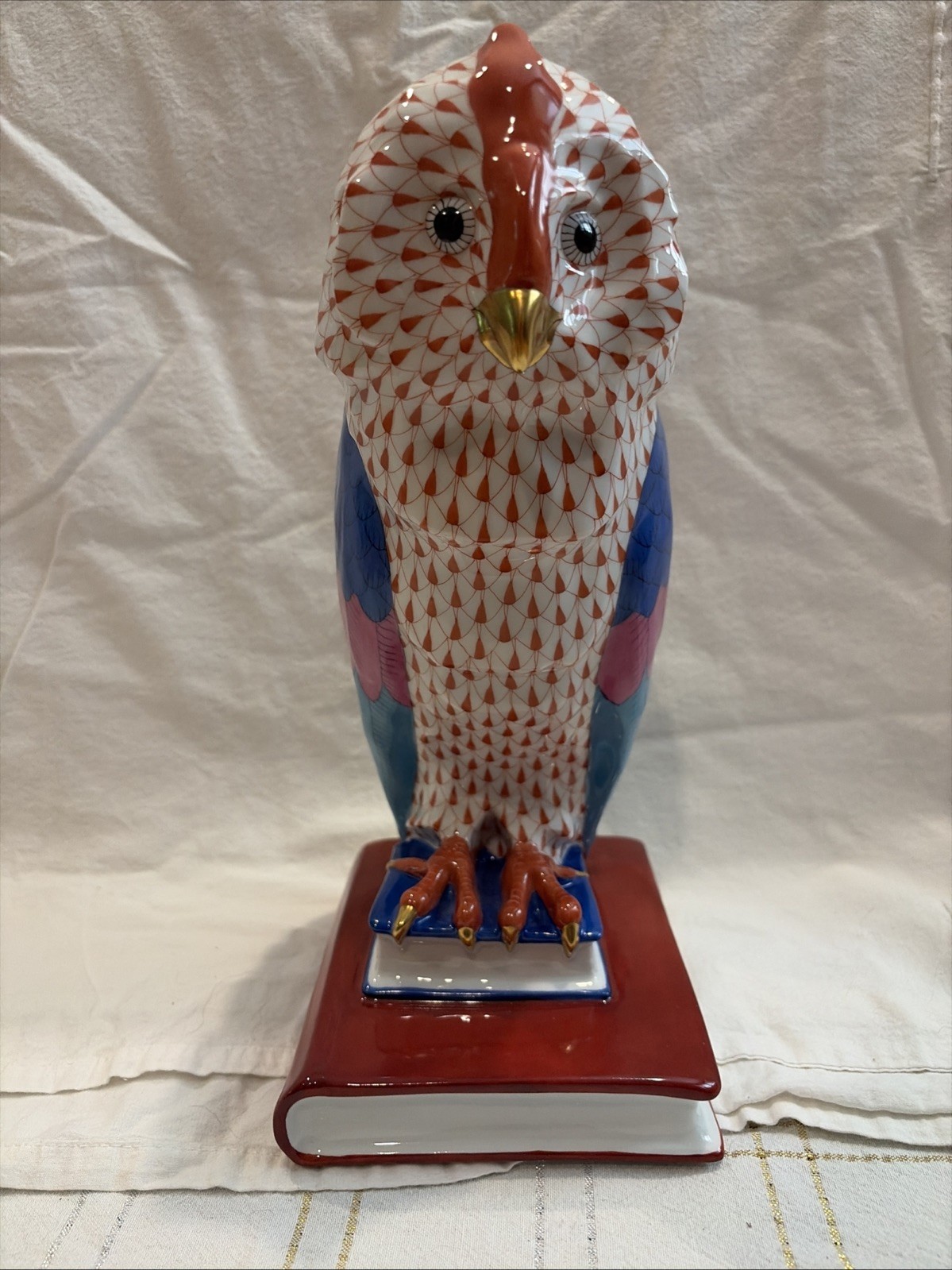 HEREND Owl On Books Bookend