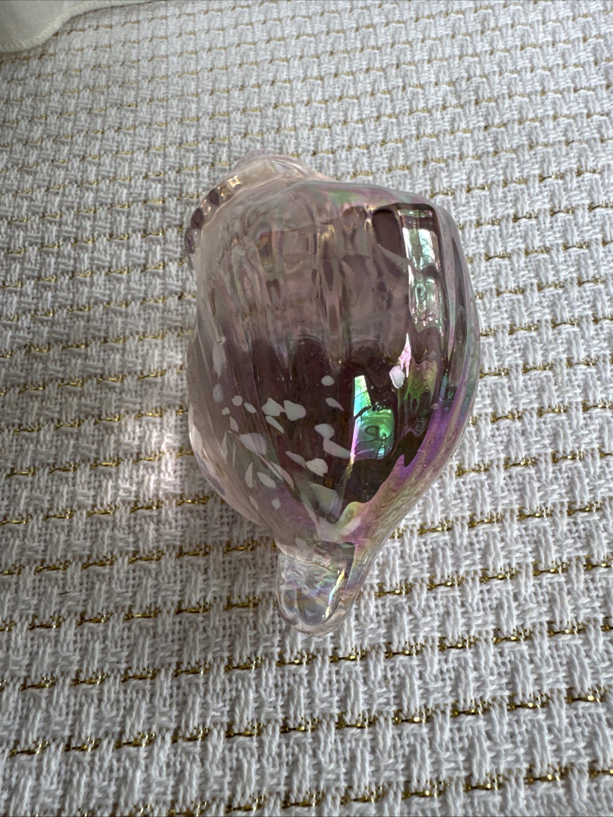 Vtg Paperweight Silvestri Iridescent Pink Conch Shell Art Glass 4.75” L 2.75” T