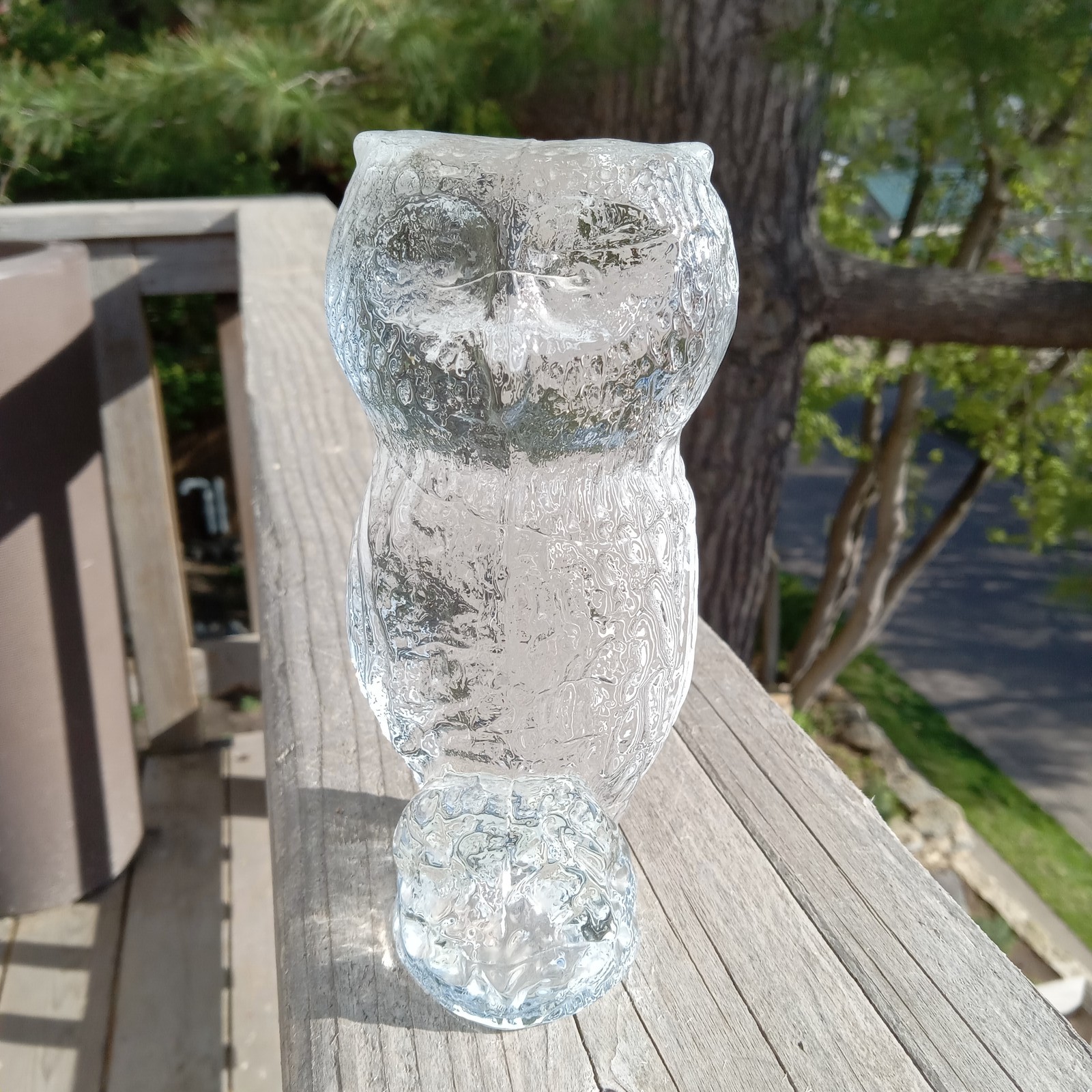 Vintage Engberg Glass Owl Figurine Sweden Art Glass Paperweight Decor 5.5″