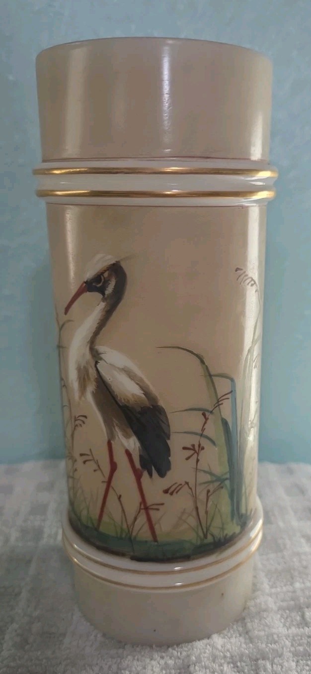Mt Washington Smith Bros Crane Heron Vase Hand Painted